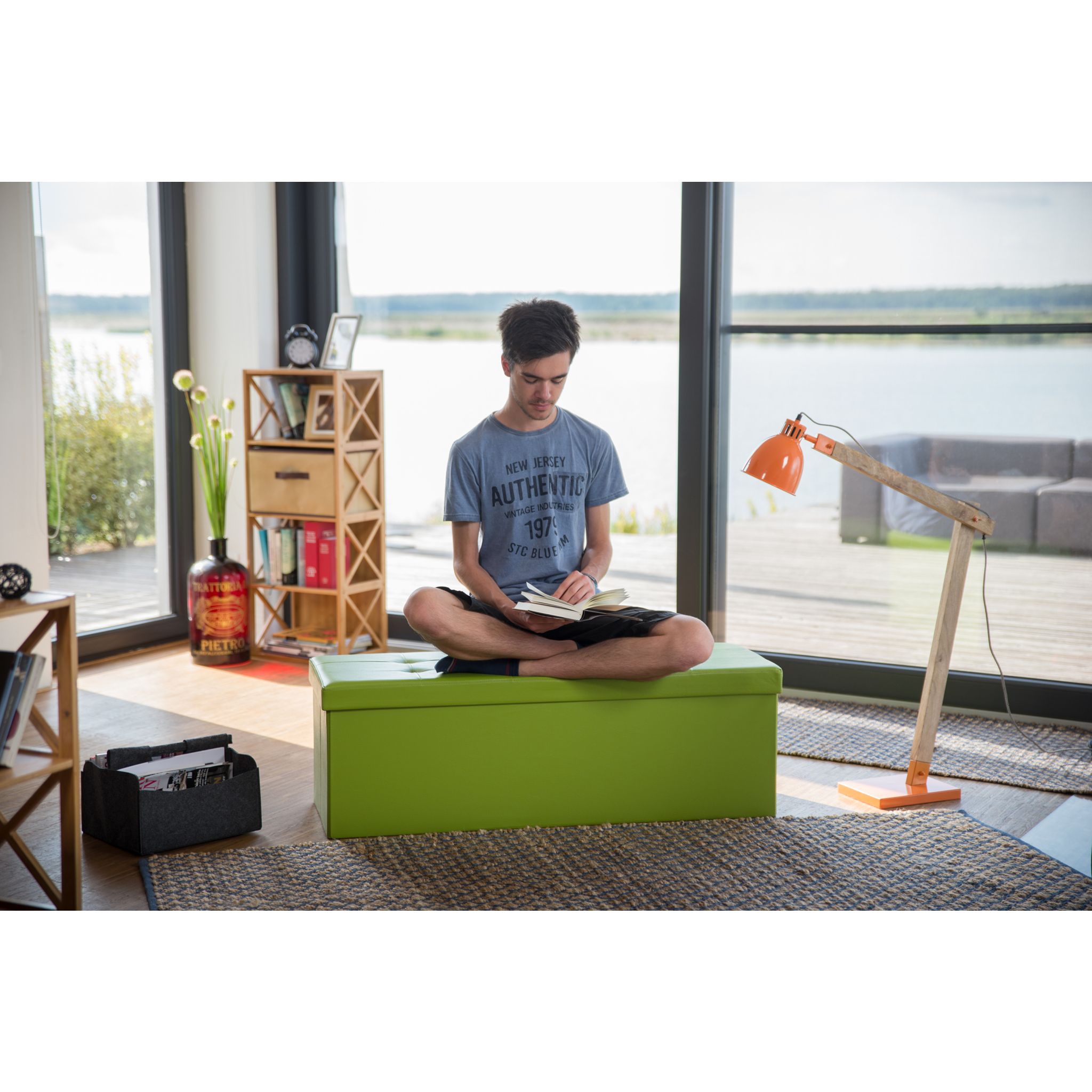 Faltbare Sitzbank Kunstleder Grün von Relaxdays
