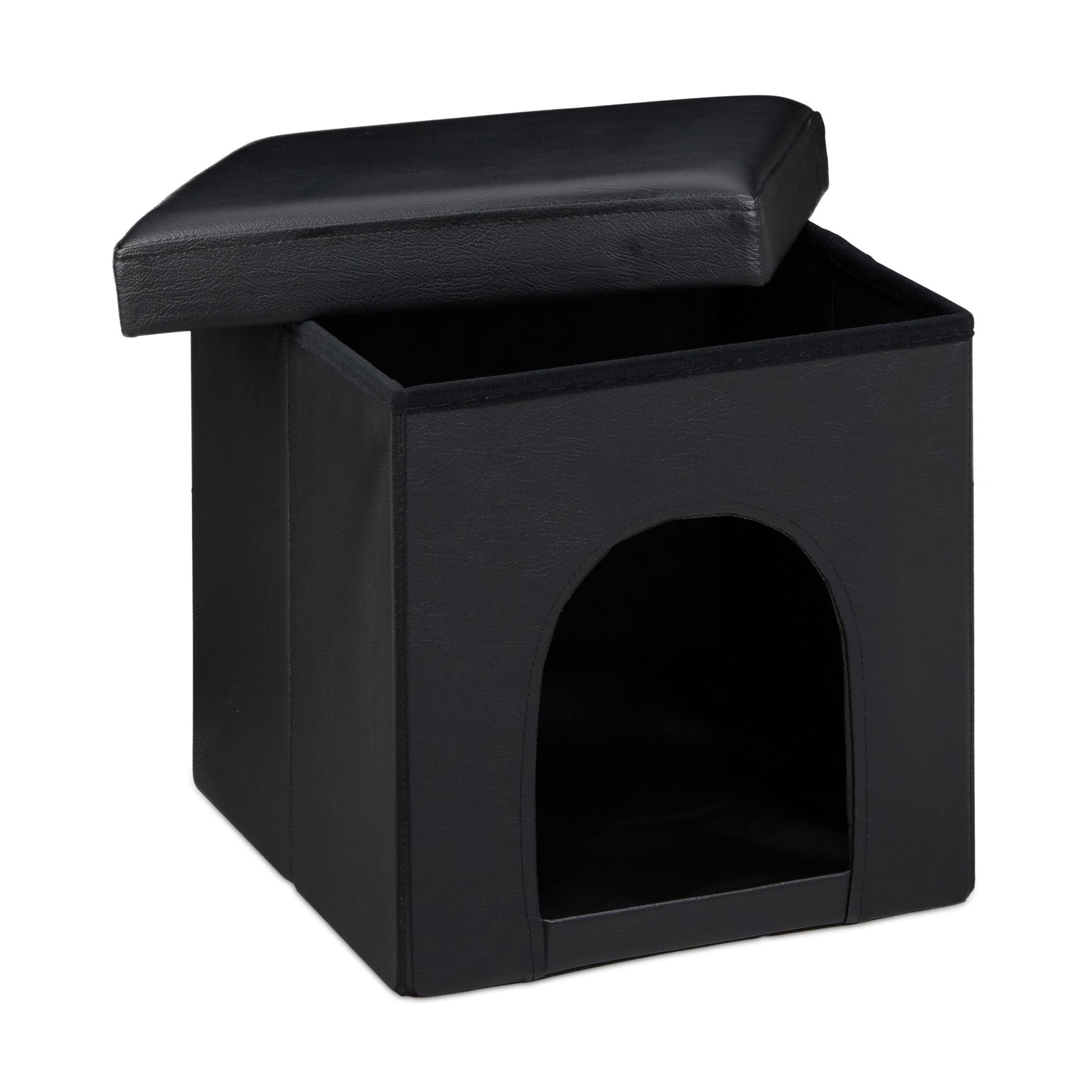 Hundebox Sitzhocker Schwarz von Relaxdays