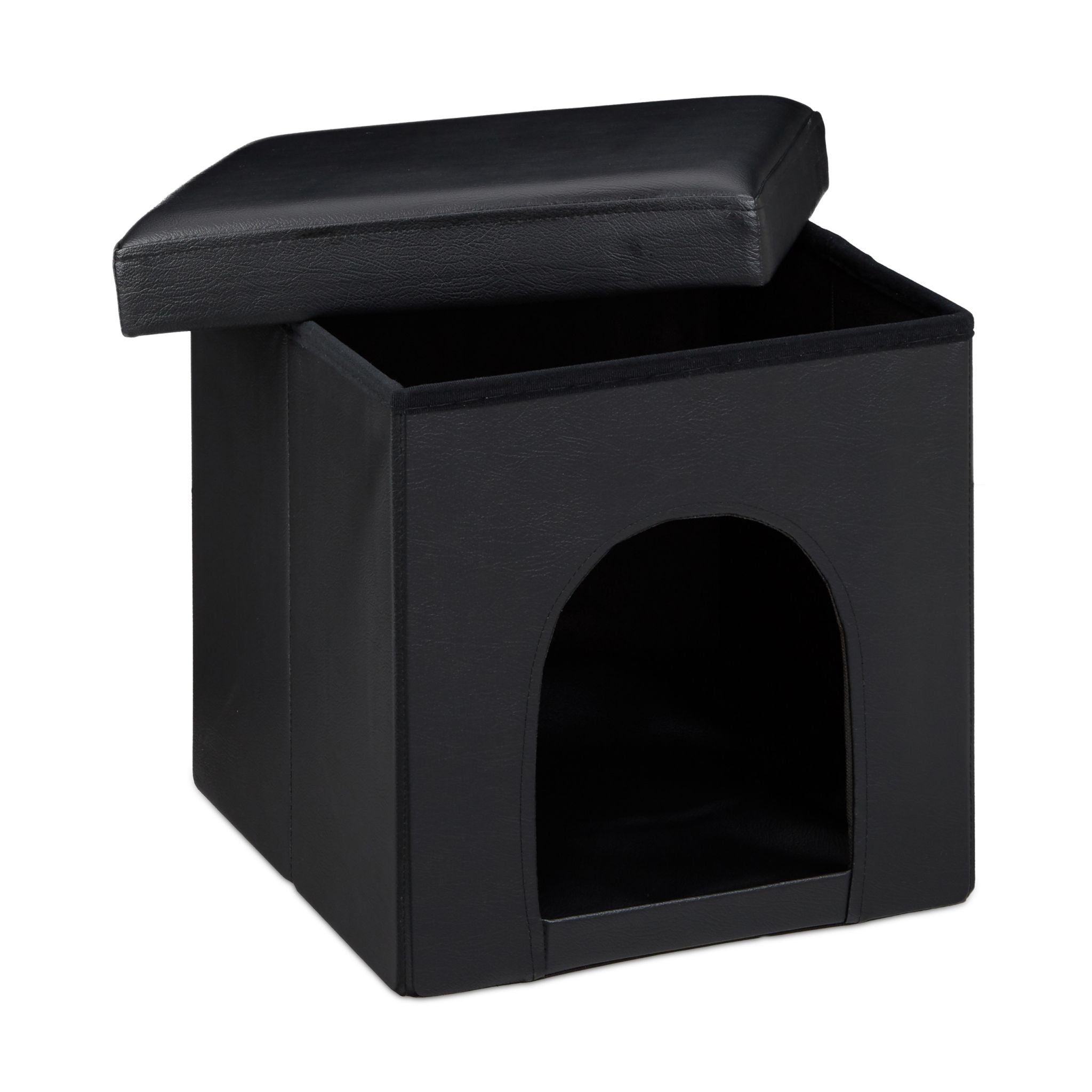 Hundebox Sitzhocker Schwarz von Relaxdays