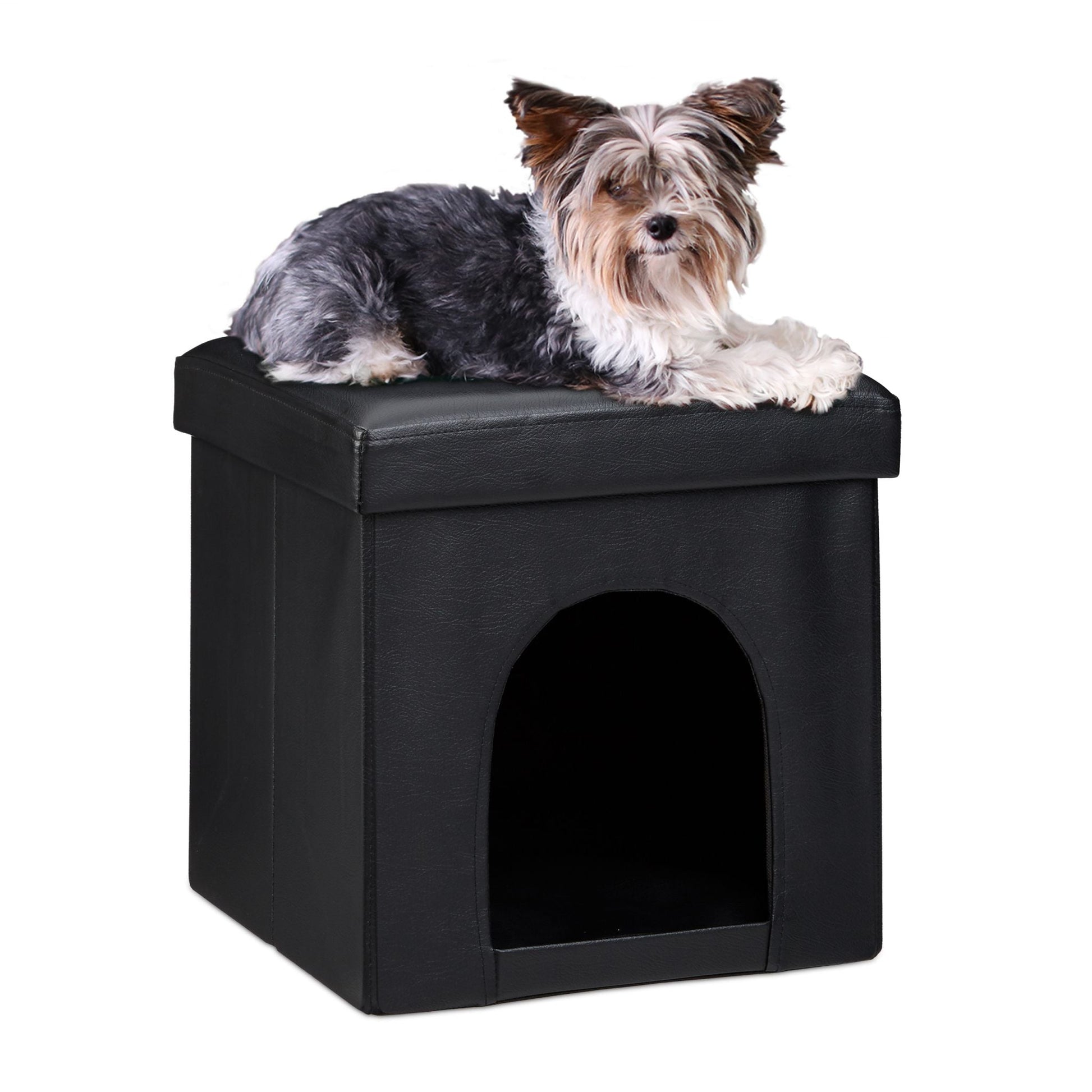 Hundebox Sitzhocker Schwarz von Relaxdays