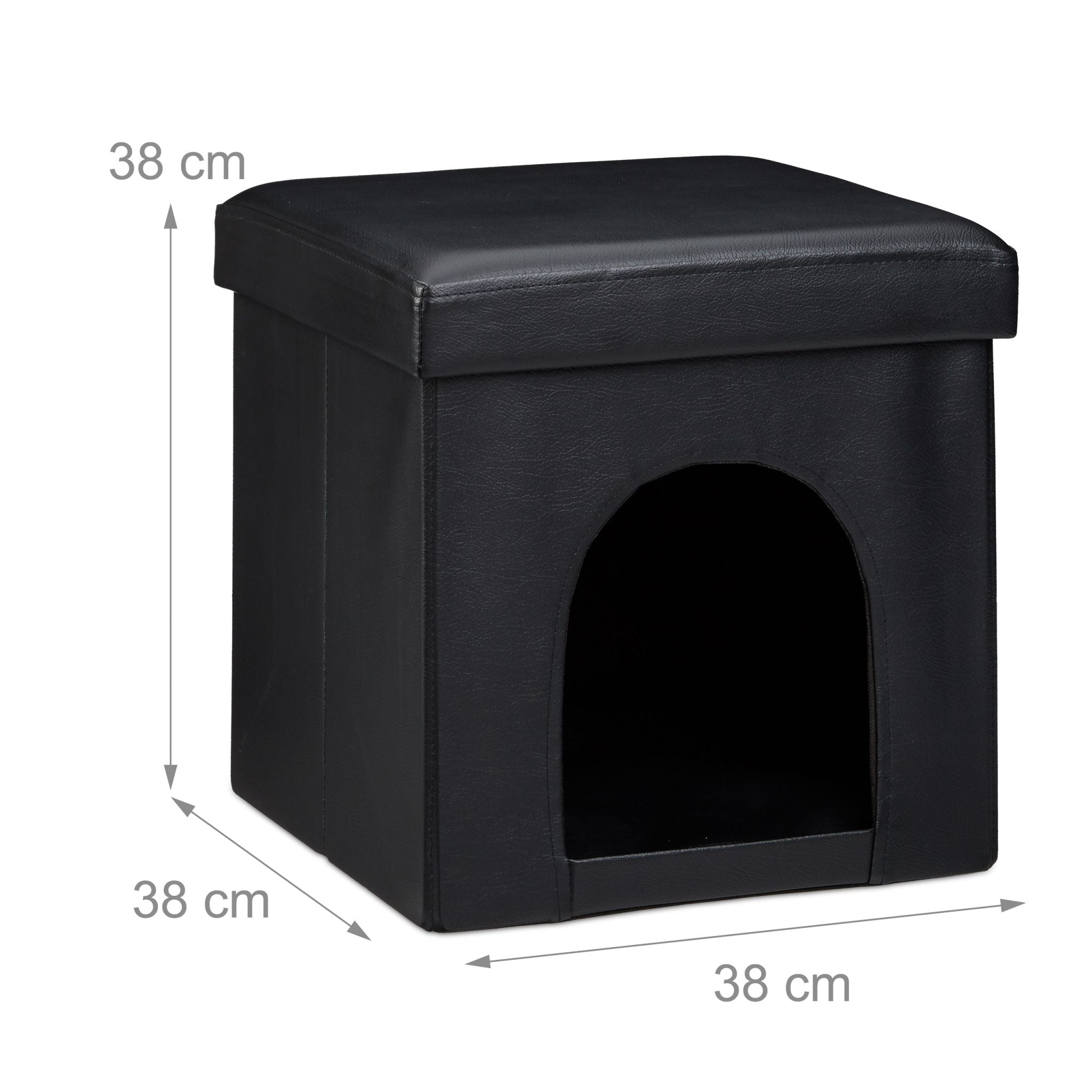 Hundebox Sitzhocker Schwarz von Relaxdays
