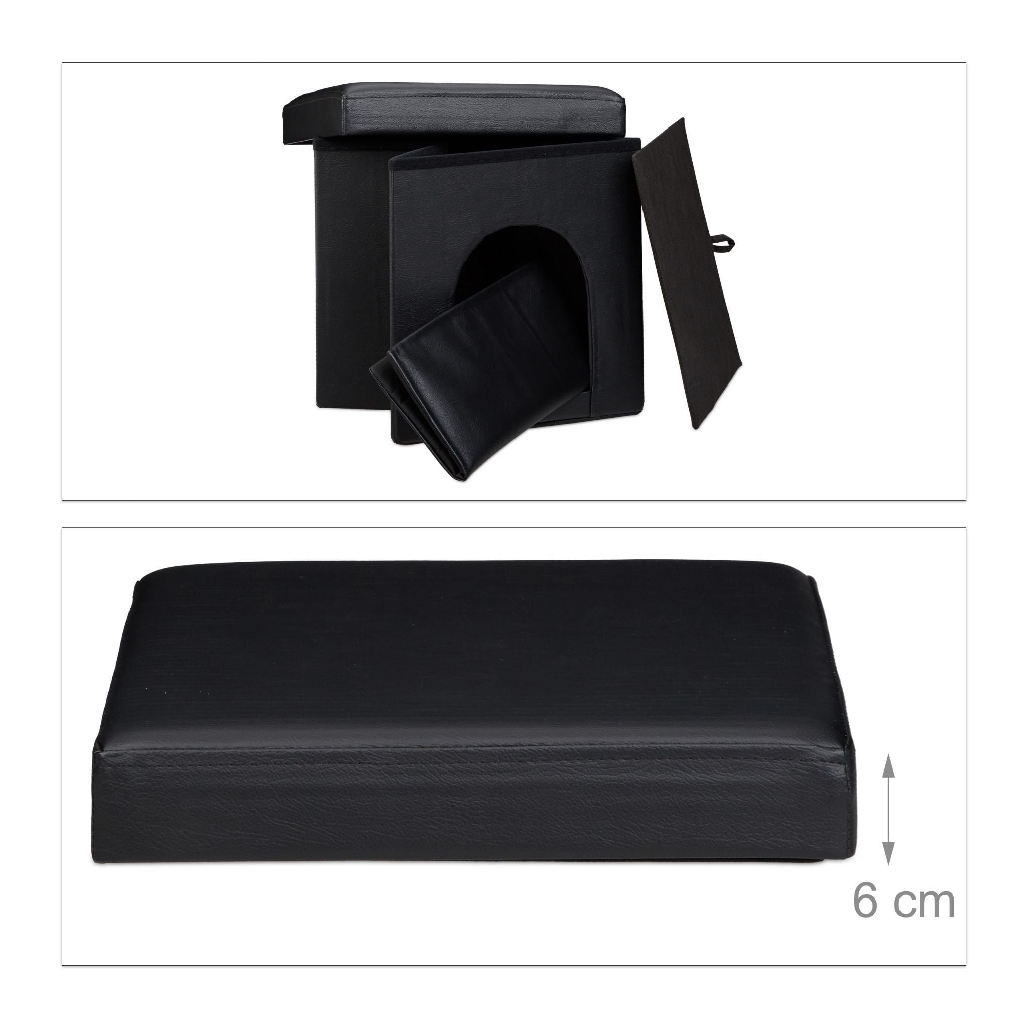 Hundebox Sitzhocker Schwarz von Relaxdays