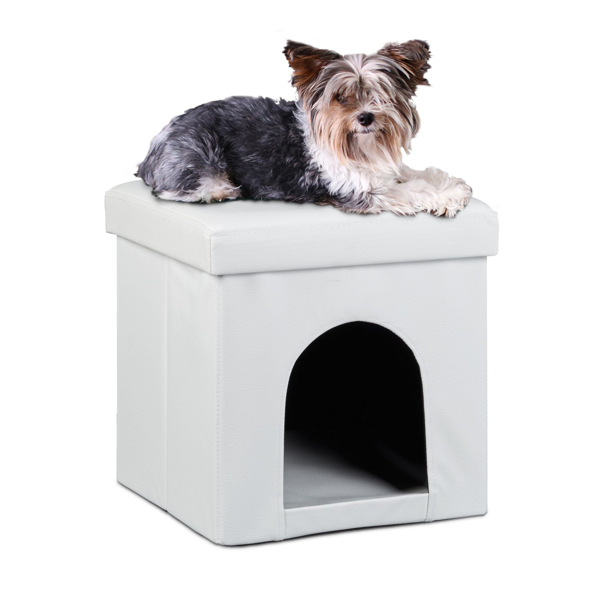 Hundebox Sitzhocker Weiss von Relaxdays