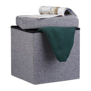 Faltbarer Sitzhocker mit Stauraum Leinen Anthrazit von Relaxdays
