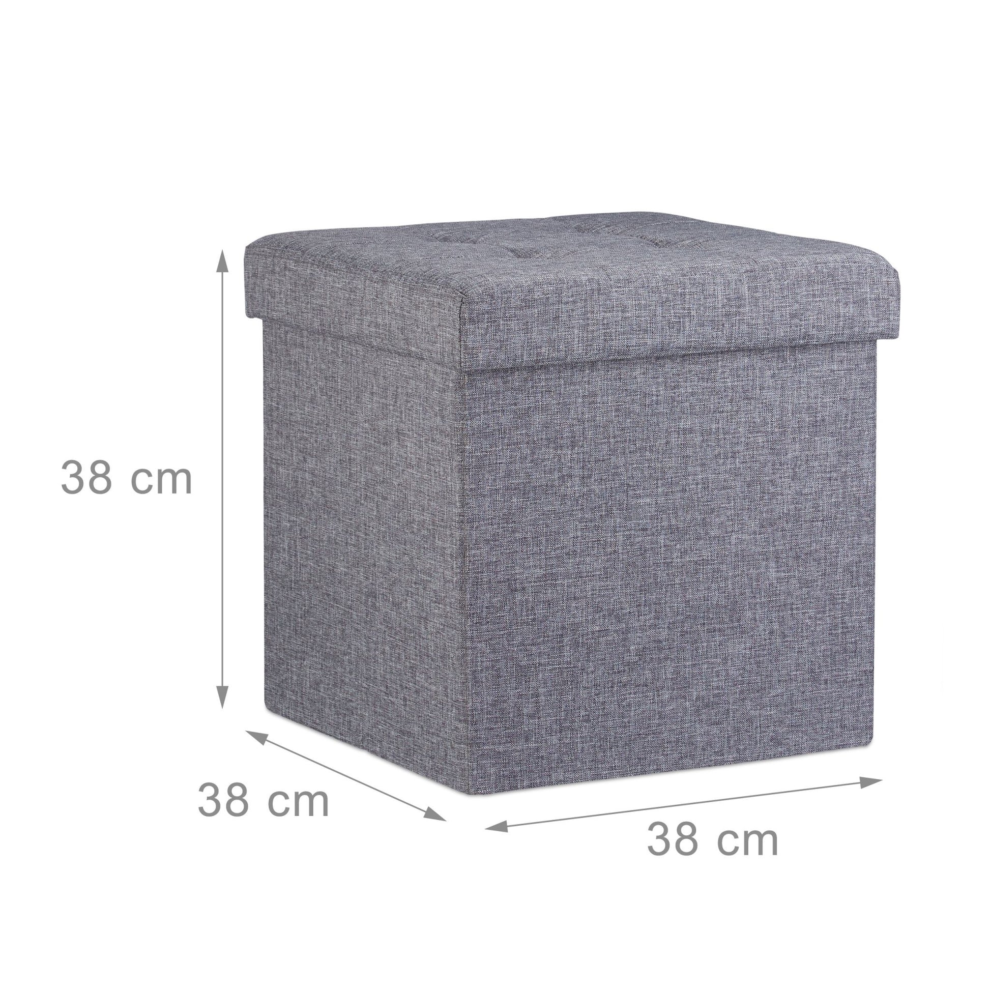 Faltbarer Sitzhocker mit Stauraum Leinen Anthrazit von Relaxdays