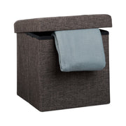 Faltbarer Sitzhocker mit Stauraum Leinen Braun von Relaxdays
