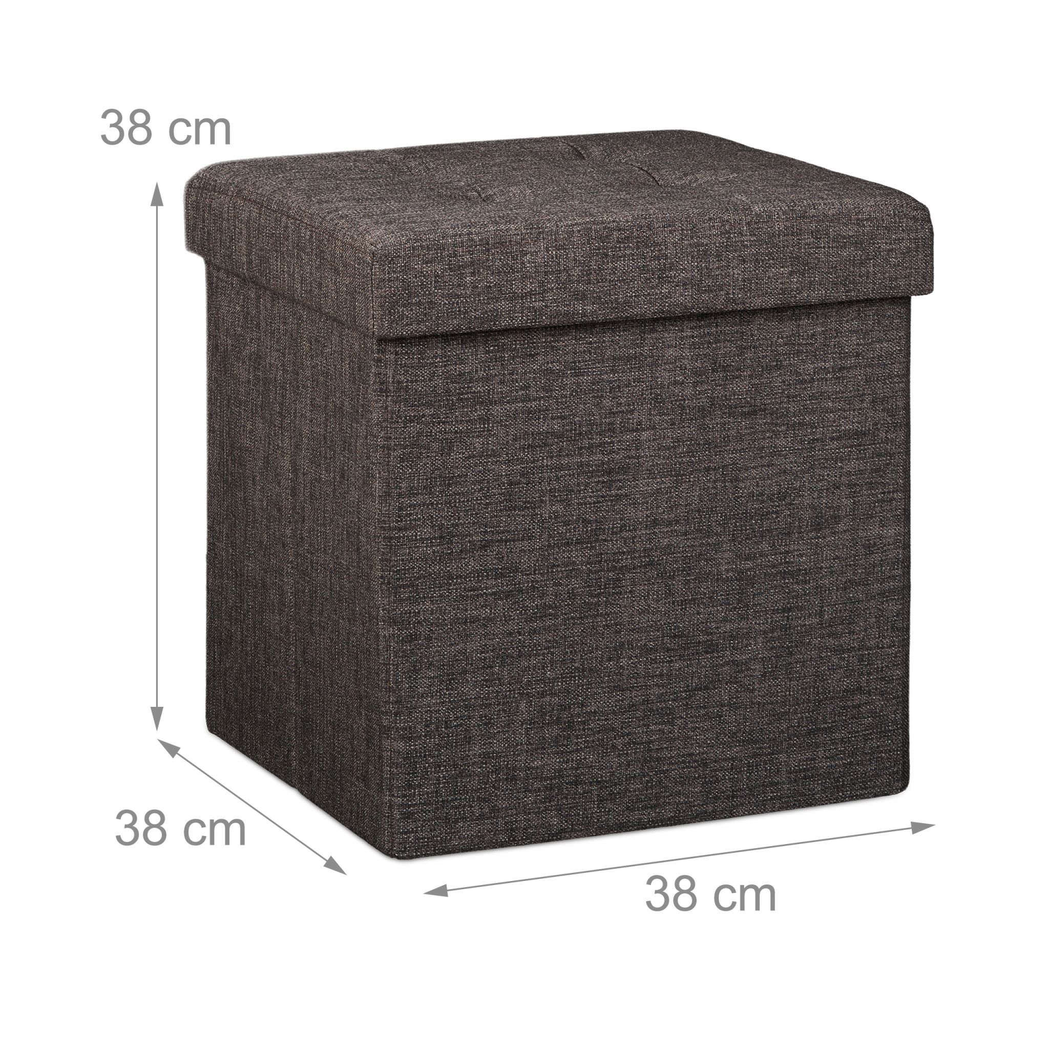 Faltbarer Sitzhocker mit Stauraum Leinen Braun von Relaxdays