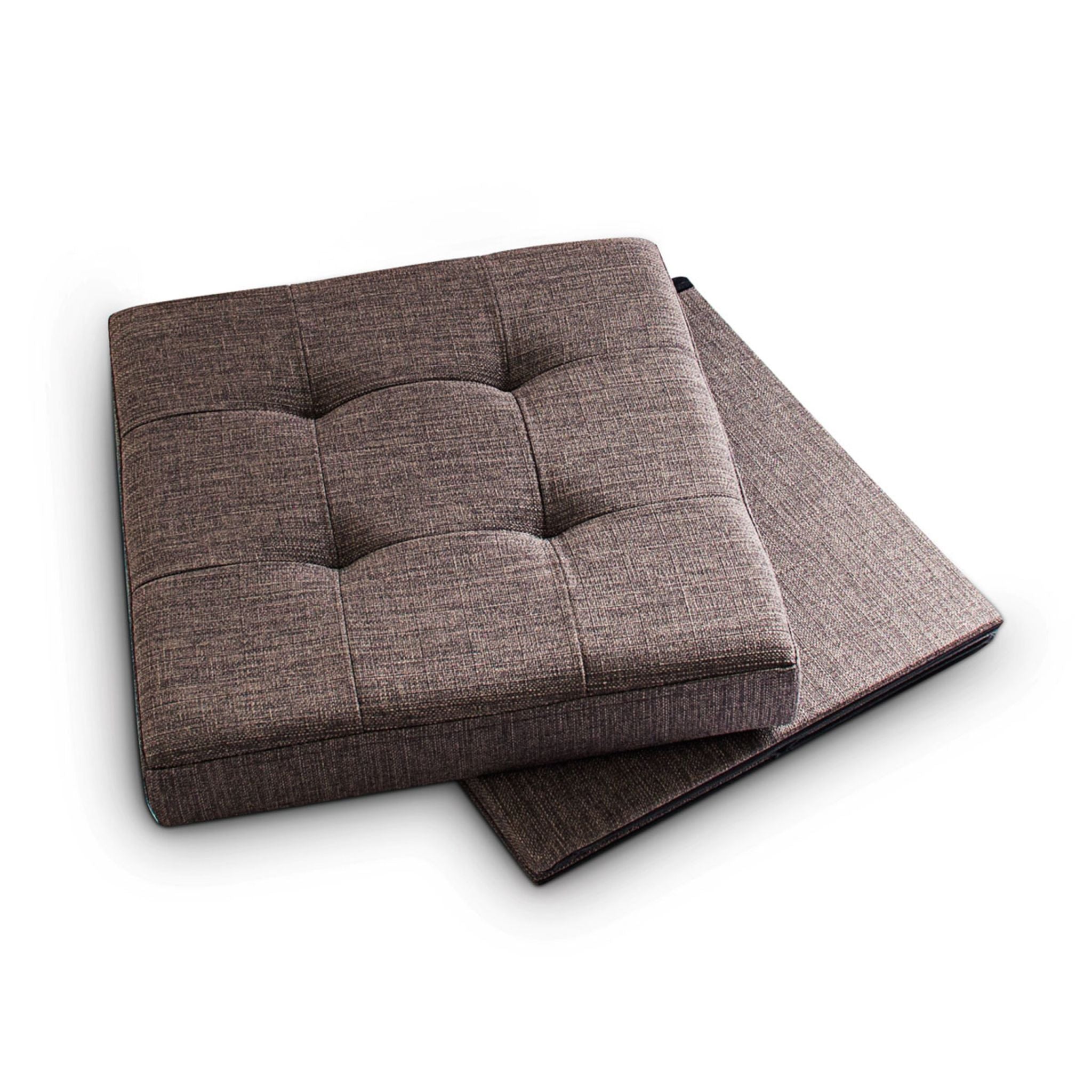 Faltbarer Sitzhocker mit Stauraum Leinen Braun von Relaxdays