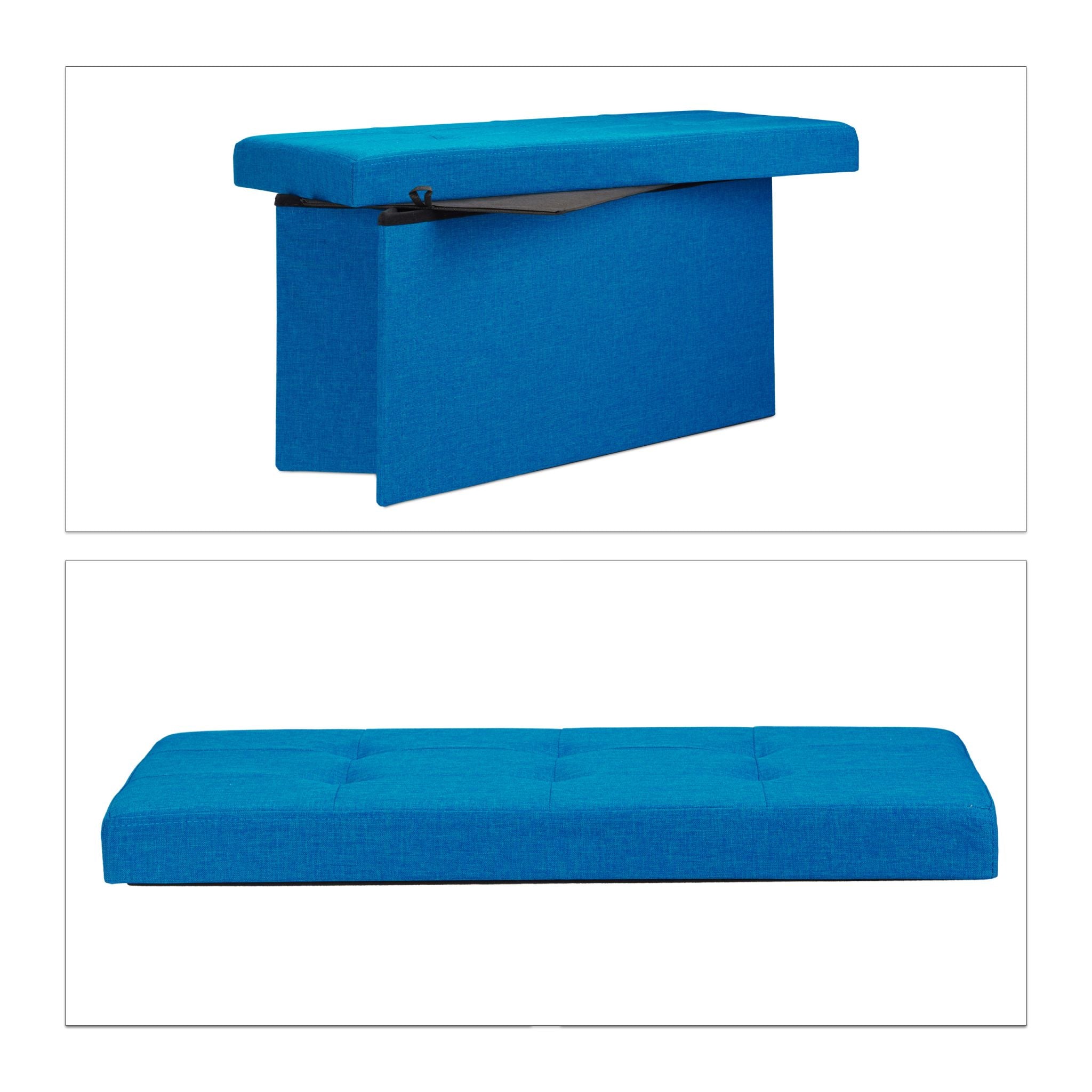 Faltbare Sitzbank Leinen Blau von Relaxdays