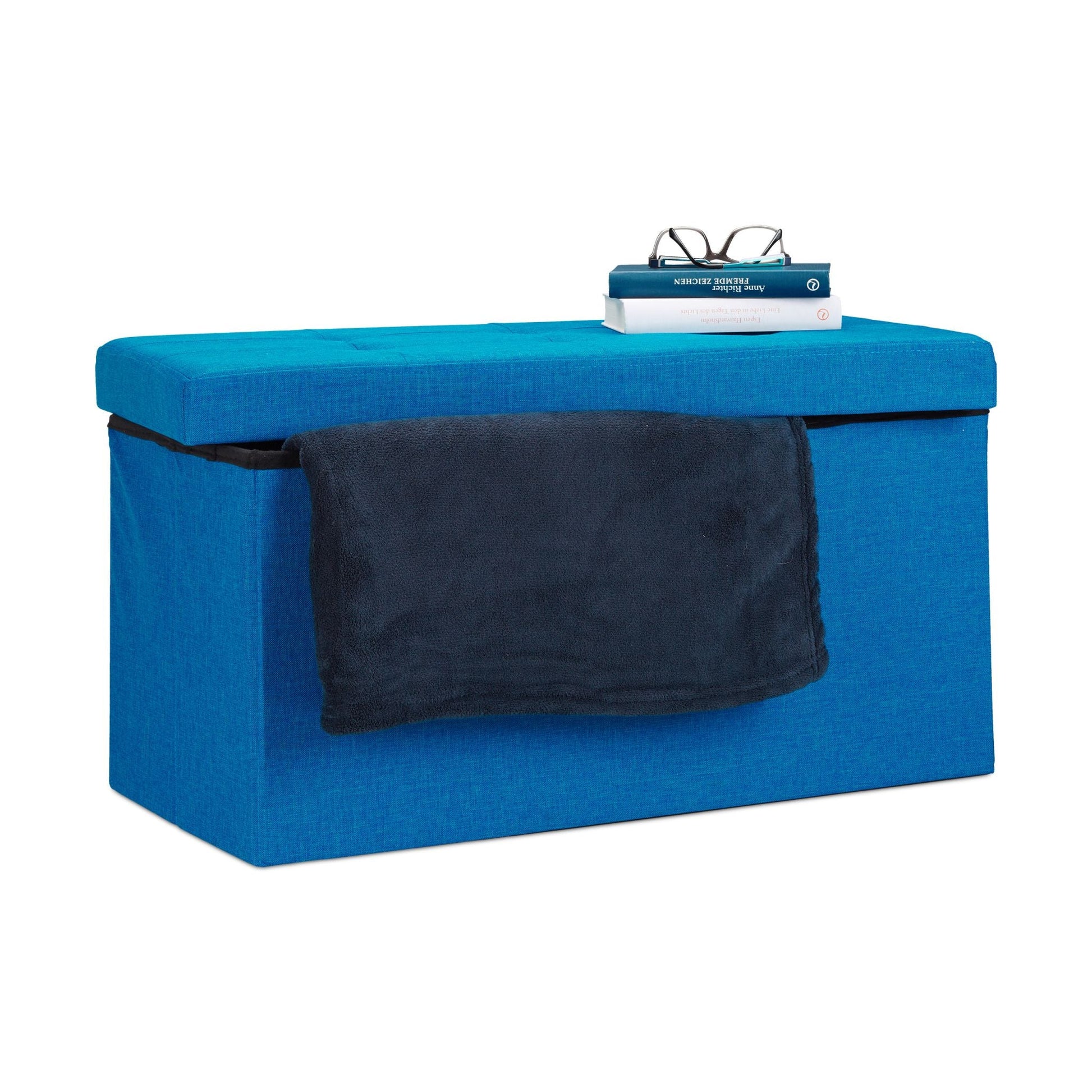 Faltbare Sitzbank Leinen Blau von Relaxdays