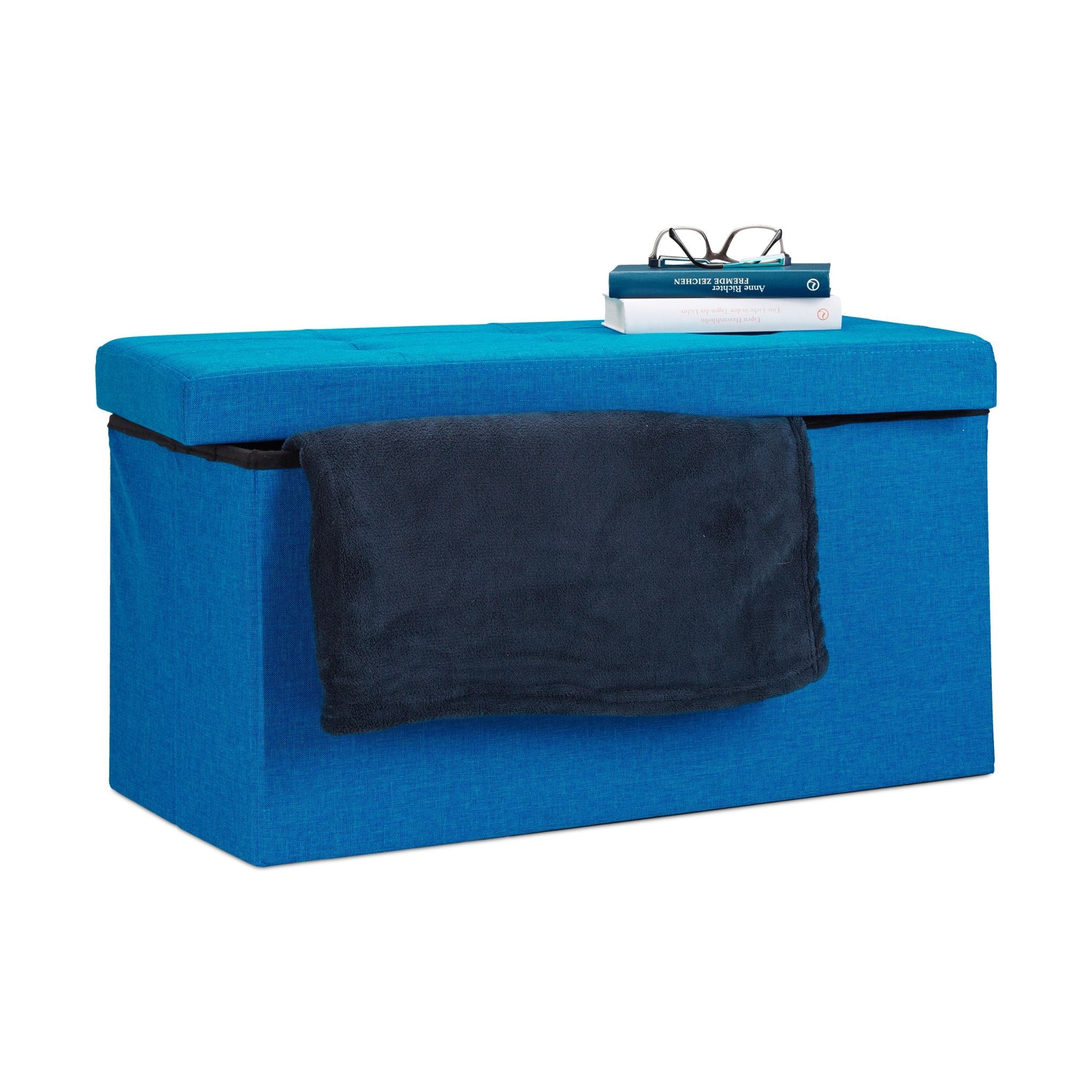 Faltbare Sitzbank Leinen Blau von Relaxdays