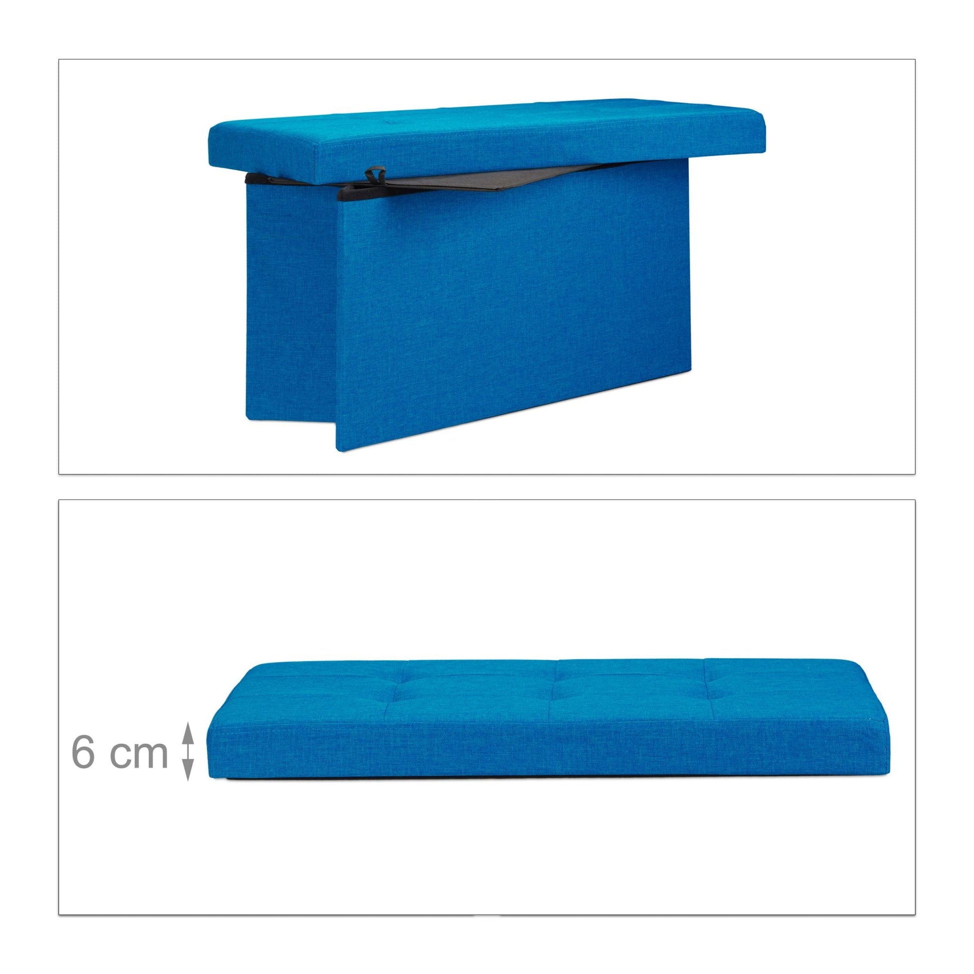 Faltbare Sitzbank Leinen Blau von Relaxdays
