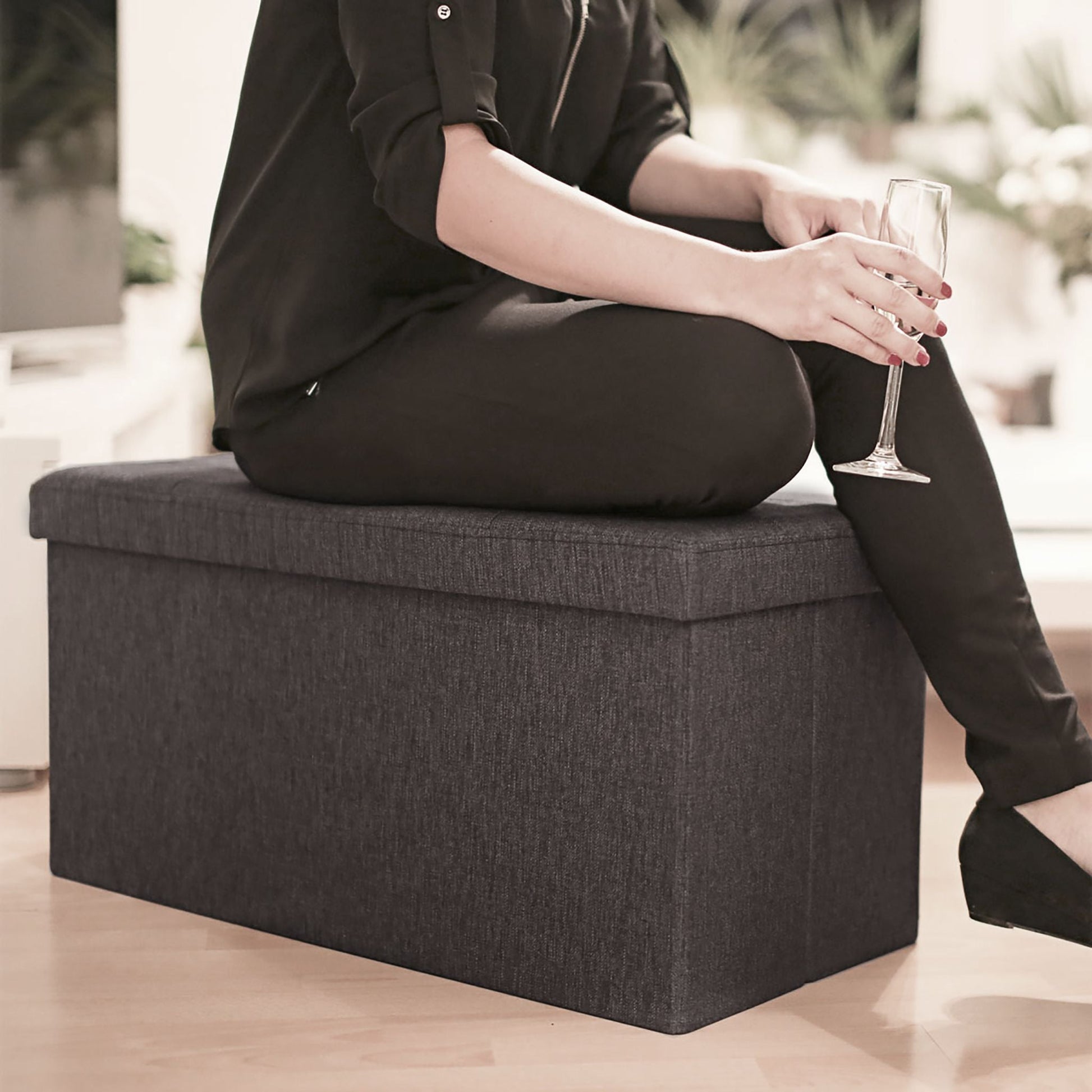 Faltbare Sitzbank Leinen Braun von Relaxdays