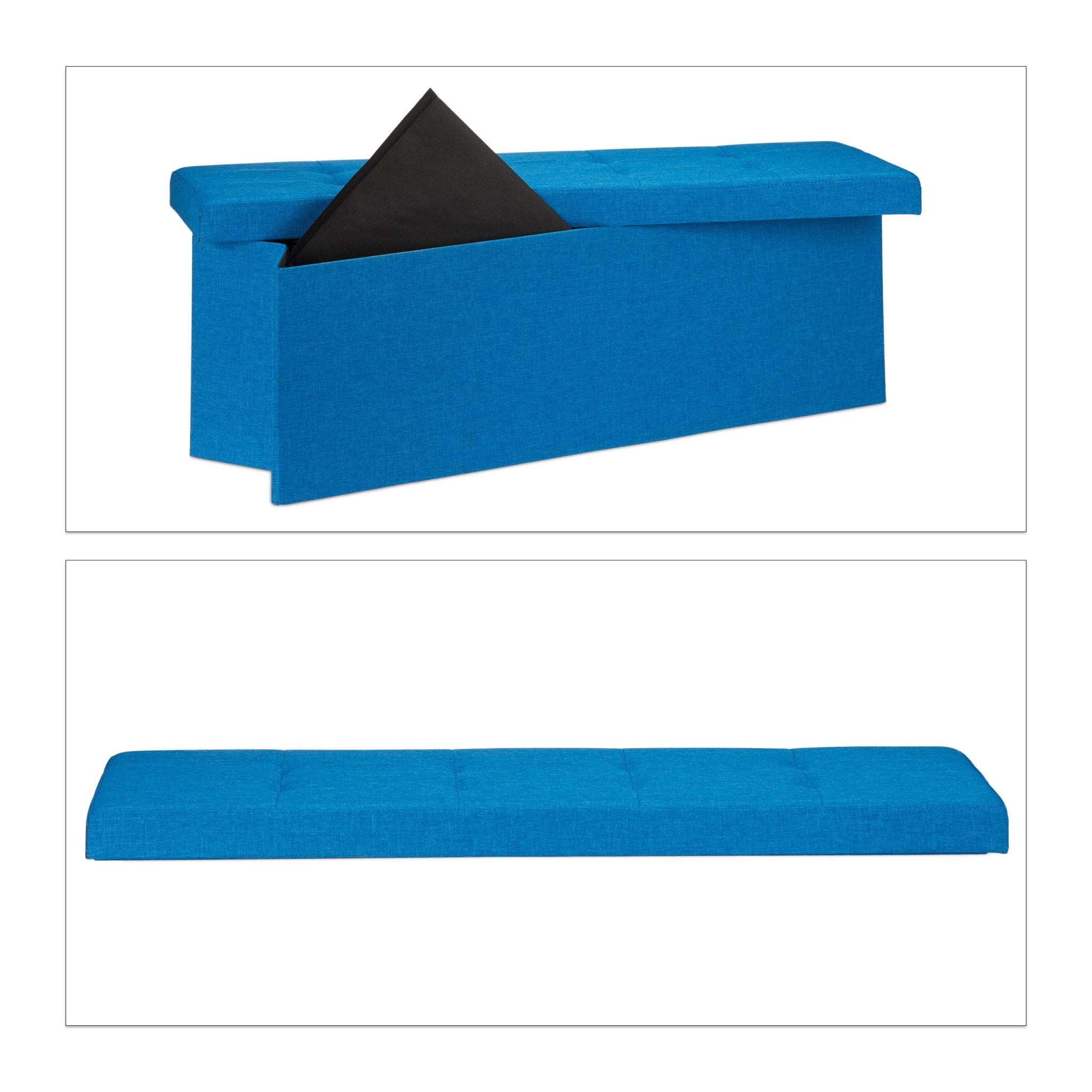 Faltbare Sitzbank Leinen Blau von Relaxdays