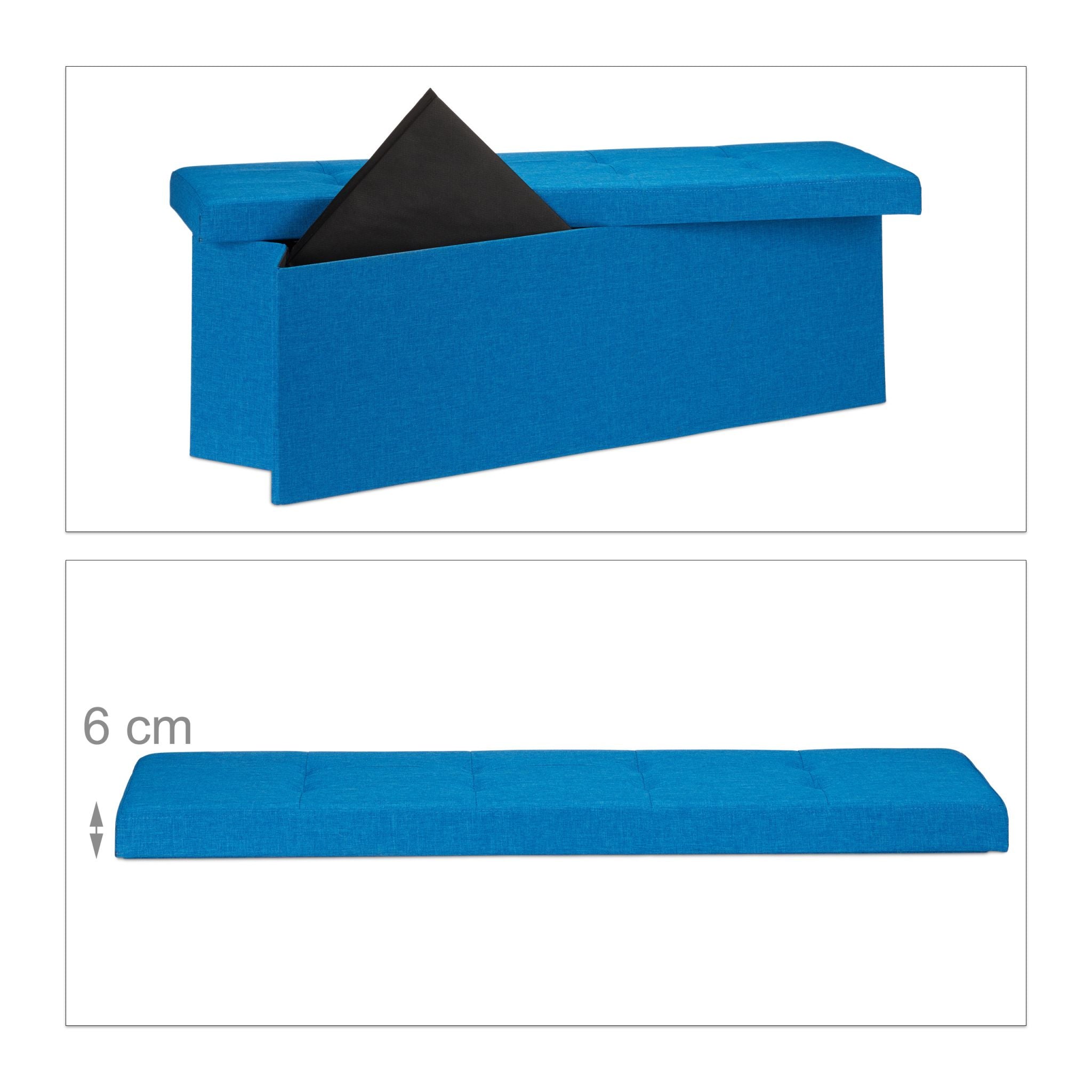Faltbare Sitzbank Leinen Blau von Relaxdays