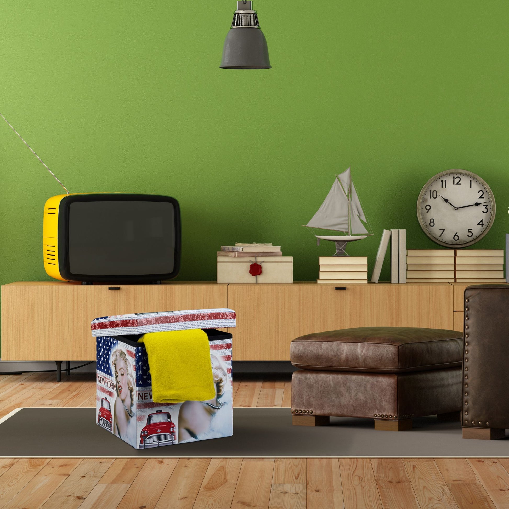 Sitzhocker mit Stauraum Trendmotiv Dunkelrot-Schwarz-Grau von Relaxdays