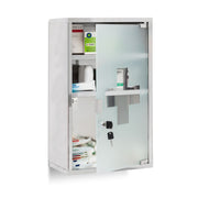 Medizinschrank EMERGENCY Edelstahl XL Silber-Transparent von Relaxdays