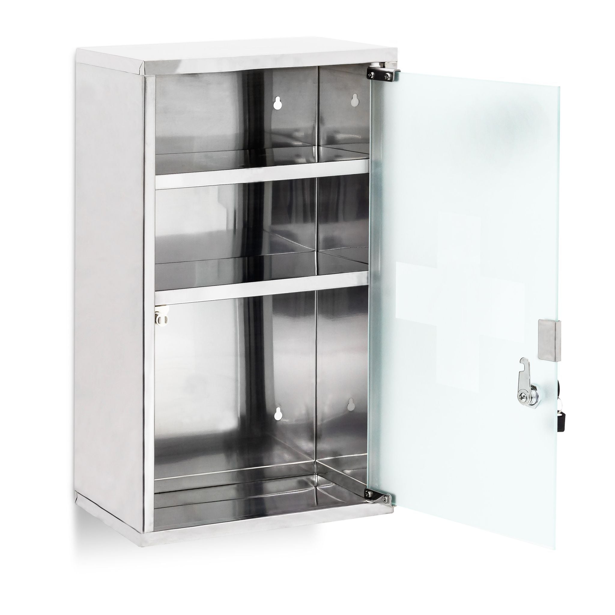 Medizinschrank EMERGENCY Edelstahl XL Silber-Transparent von Relaxdays