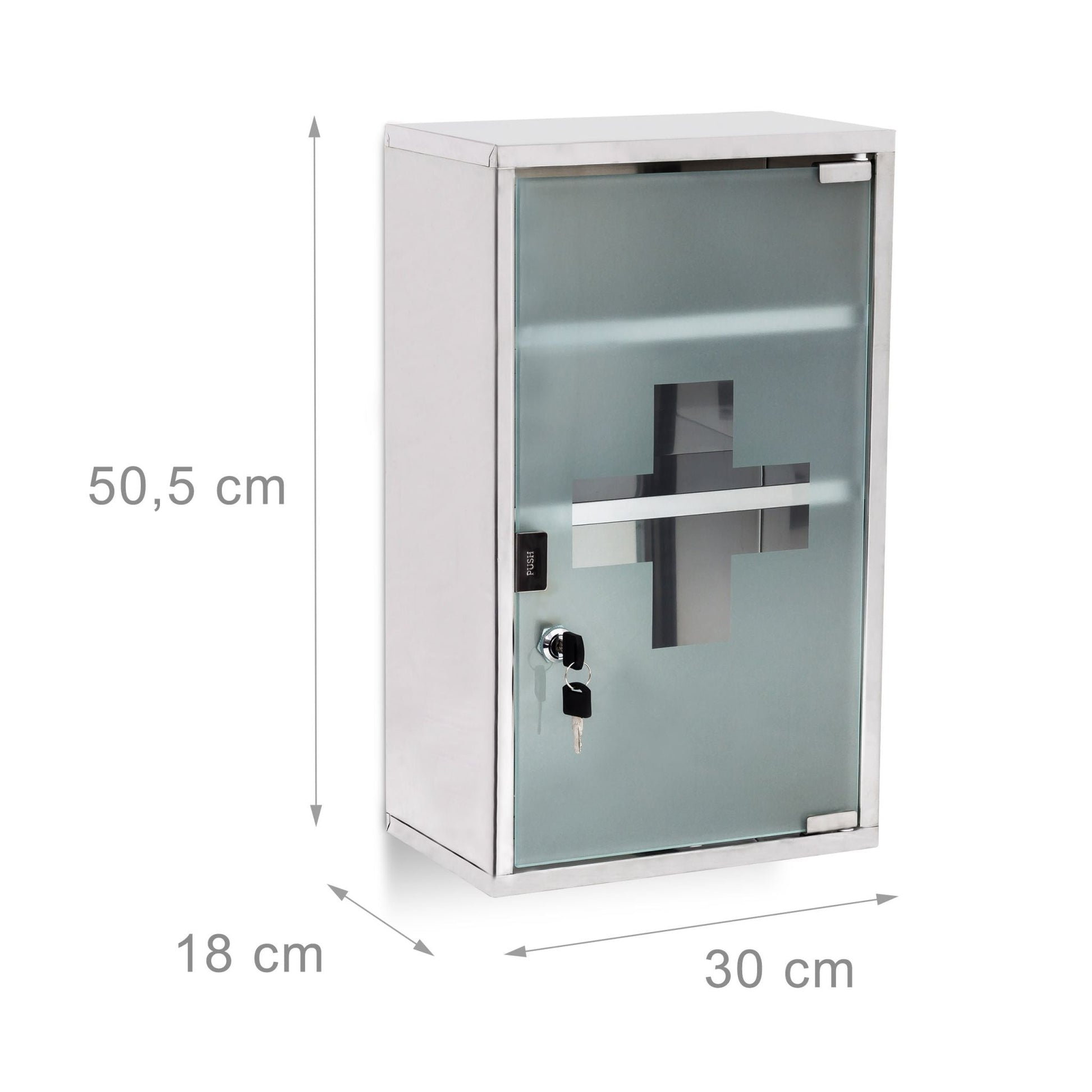 Medizinschrank EMERGENCY Edelstahl XL Silber-Transparent von Relaxdays