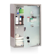 Medizinschrank EMERGENCY Edelstahl XL Braun-Silber-Transparent von Relaxdays