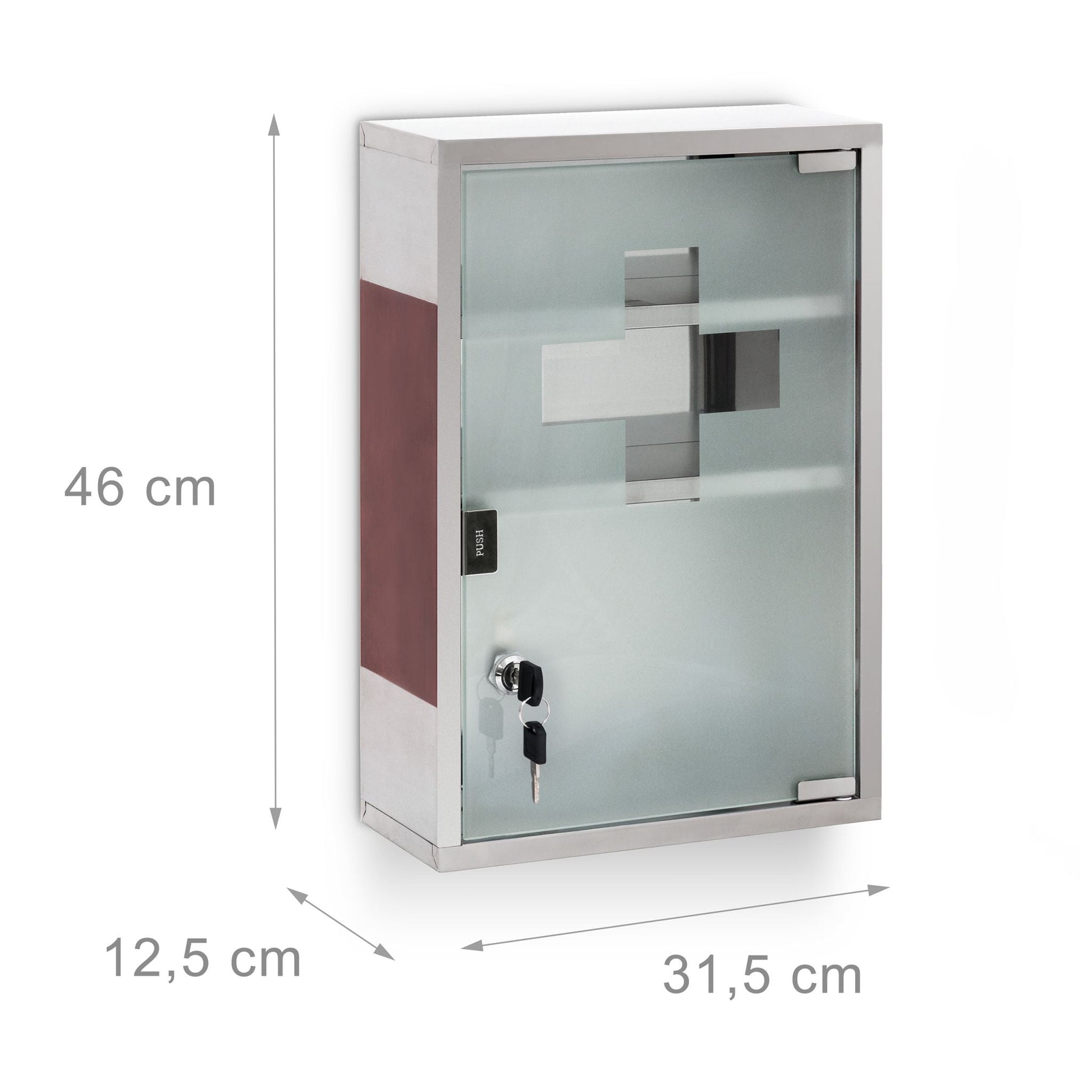 Medizinschrank EMERGENCY Edelstahl XL Braun-Silber-Transparent von Relaxdays
