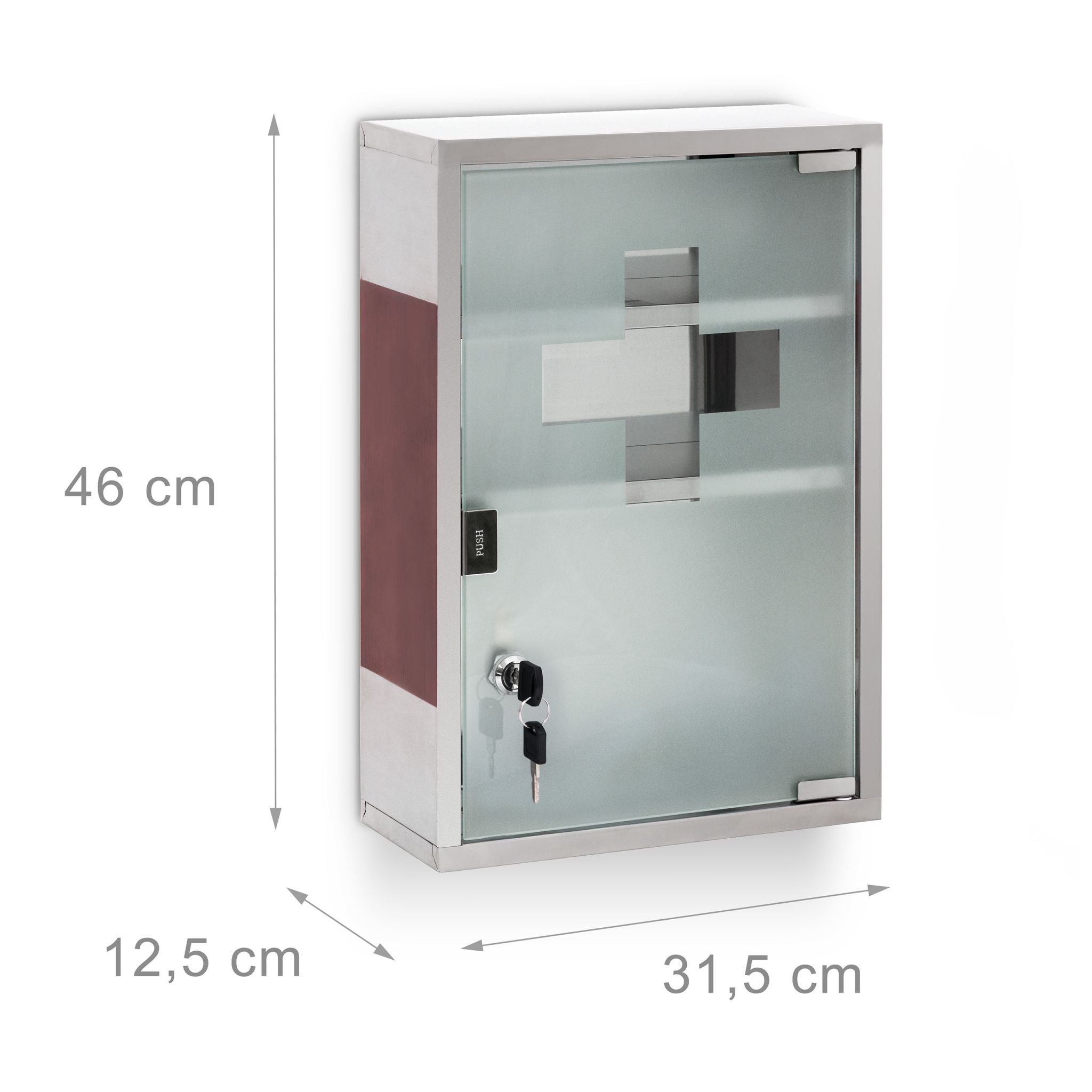 Medizinschrank EMERGENCY Edelstahl XL Braun-Silber-Transparent von Relaxdays