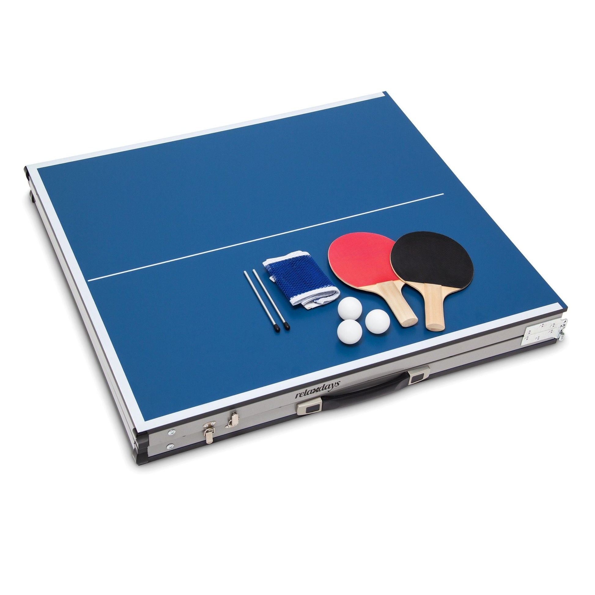 Klappbare Tischtennisplatte Blau-Schwarz-Silber von Relaxdays