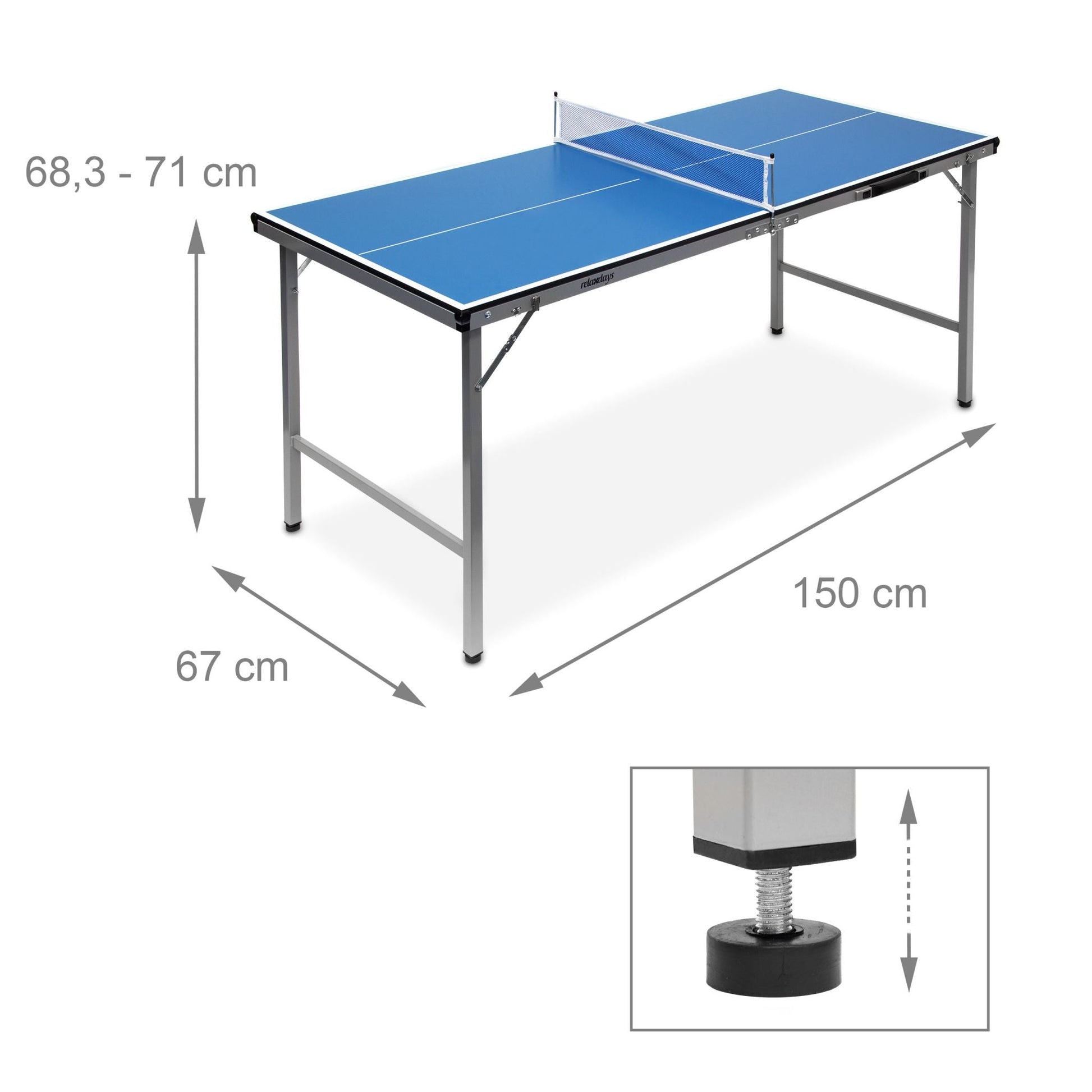 Klappbare Tischtennisplatte Blau-Schwarz-Silber von Relaxdays
