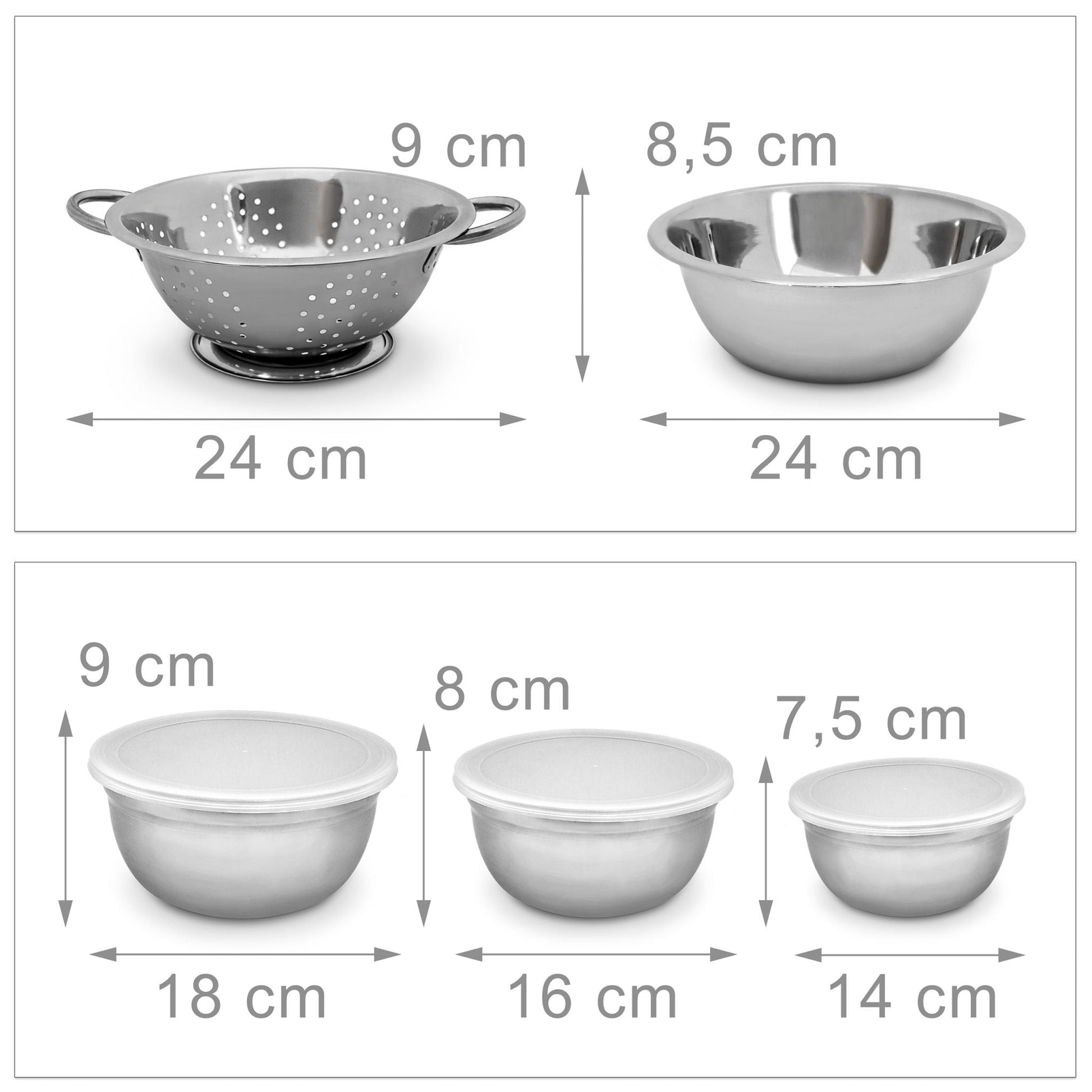Schüssel Set Edelstahl Silber von Relaxdays