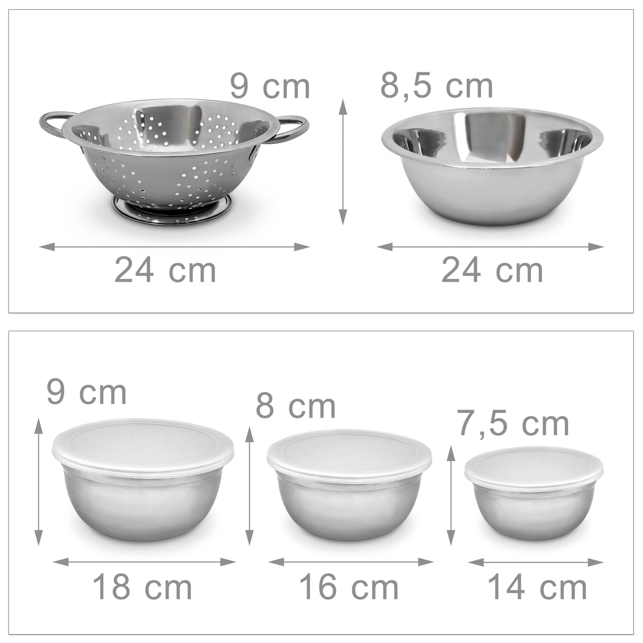Schüssel Set Edelstahl Silber von Relaxdays