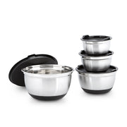 Schüssel Set BOWLY mit Deckel Schwarz-Silber von Relaxdays