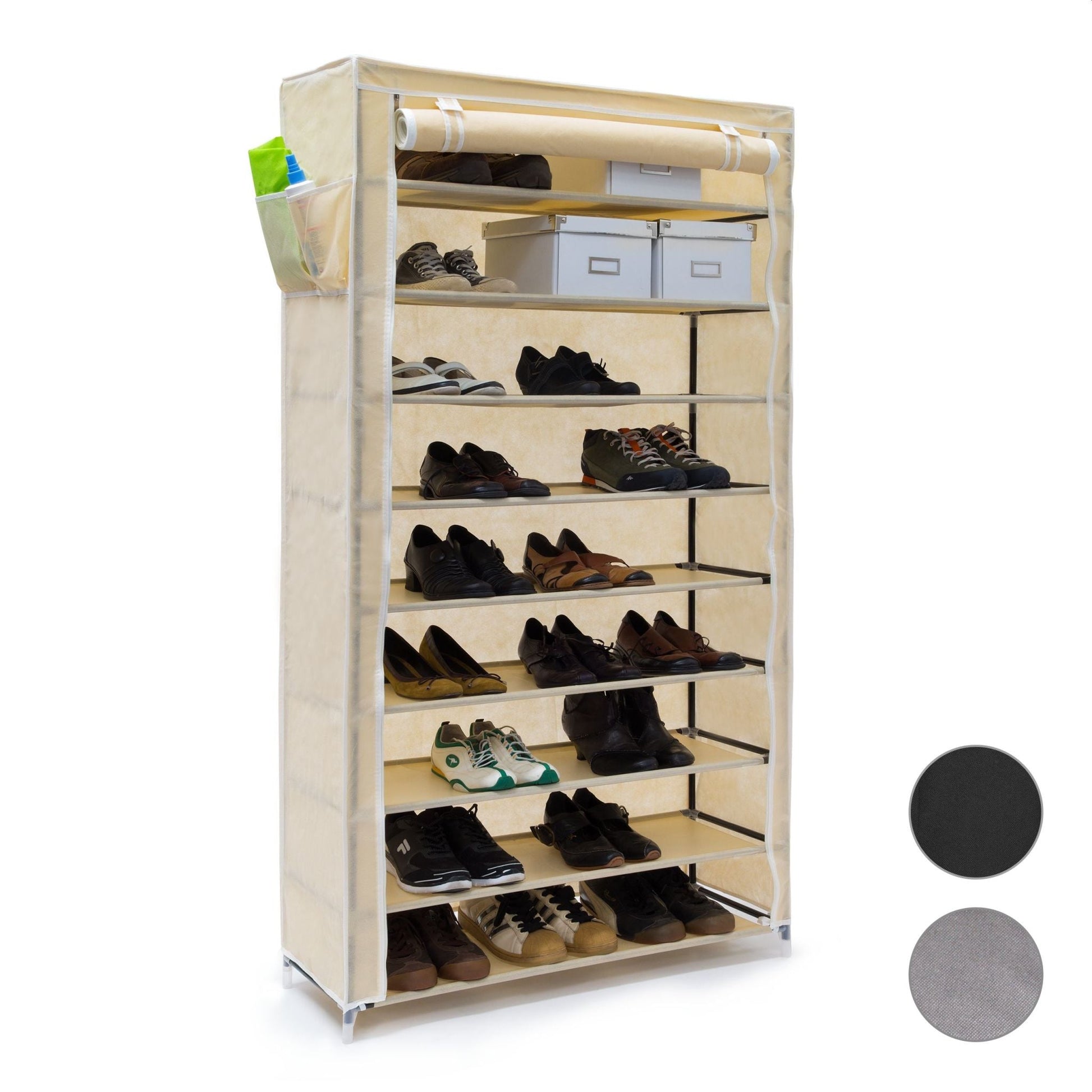 Schuhschrank VALENTIN hoch Beige-Weiss von Relaxdays