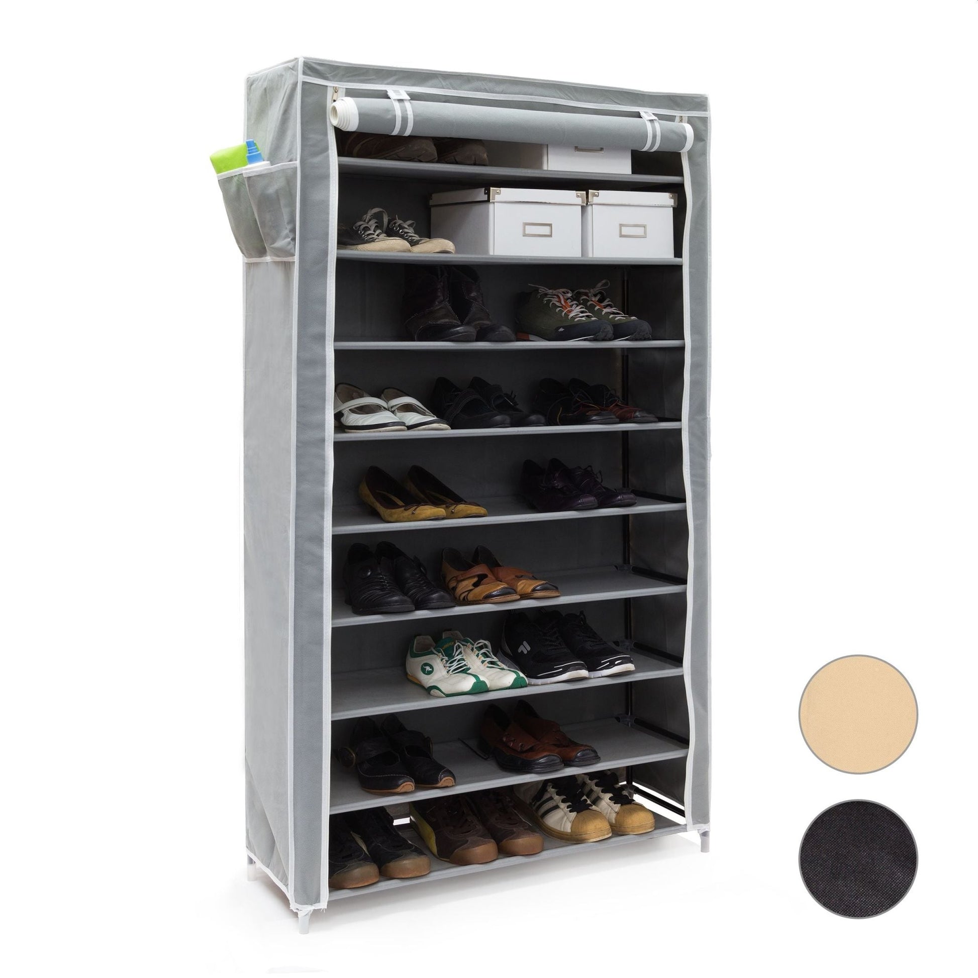 Schuhschrank VALENTIN hoch Anthrazit-Weiss von Relaxdays