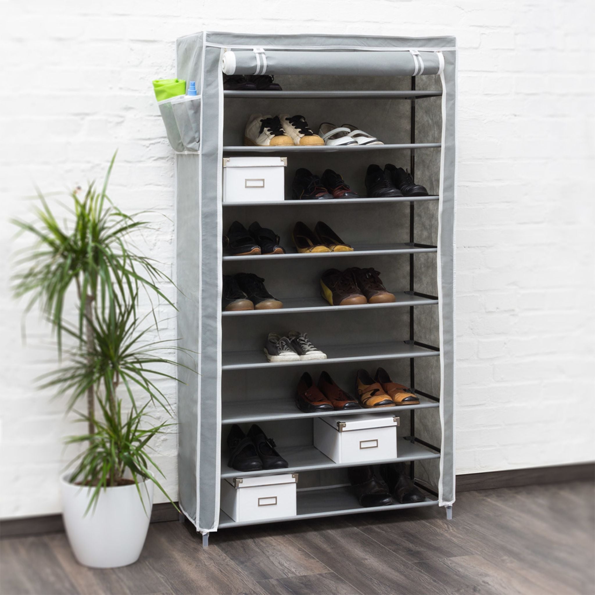 Schuhschrank VALENTIN hoch Anthrazit-Weiss von Relaxdays