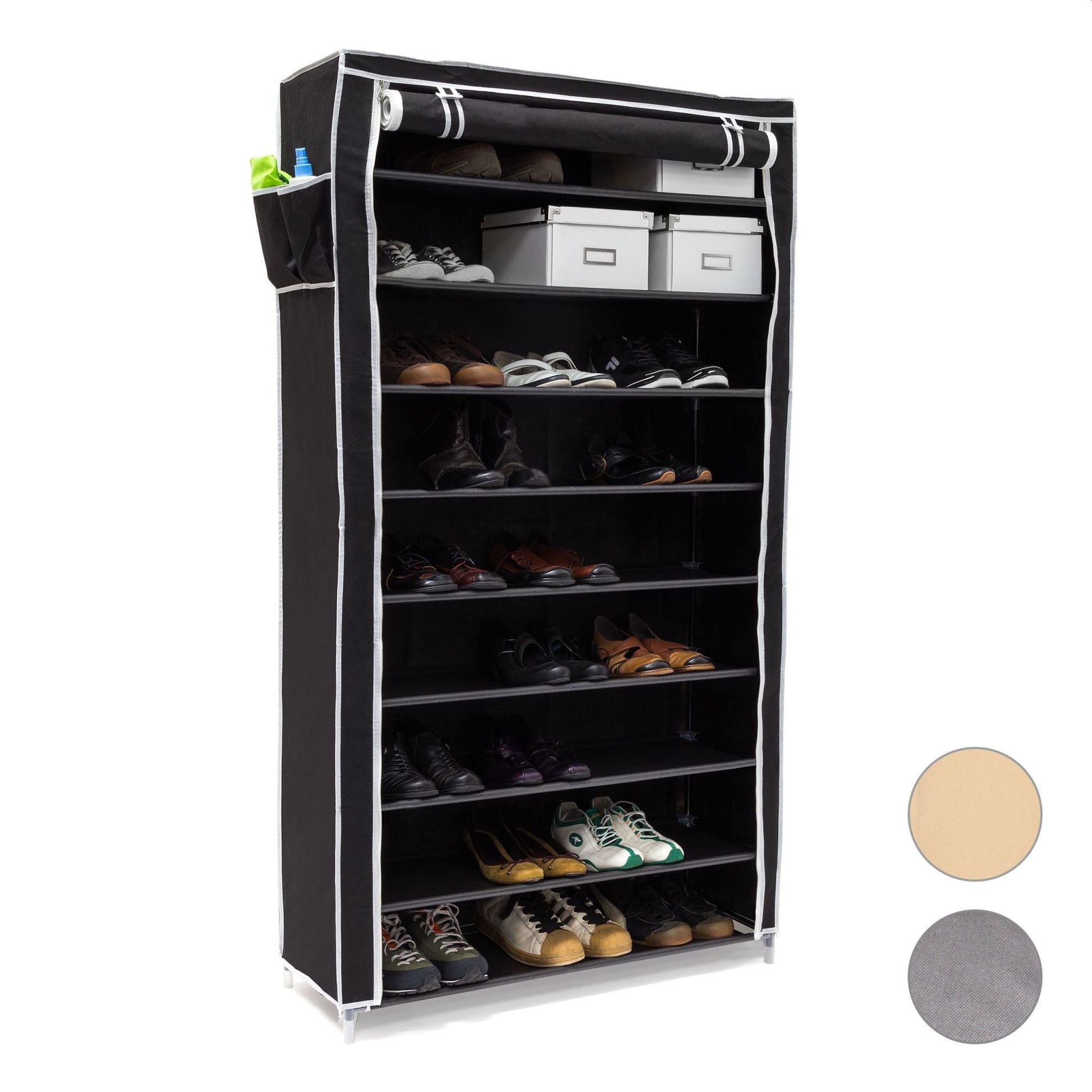 Schuhschrank VALENTIN hoch Weiss-Schwarz von Relaxdays