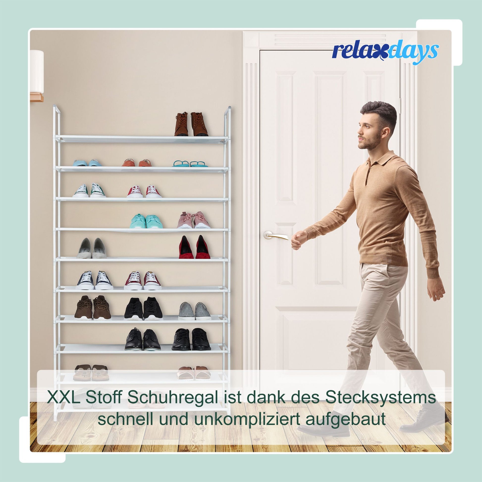 Schuhregal Stoff für 50 Paar Schuhe Weiss von Relaxdays