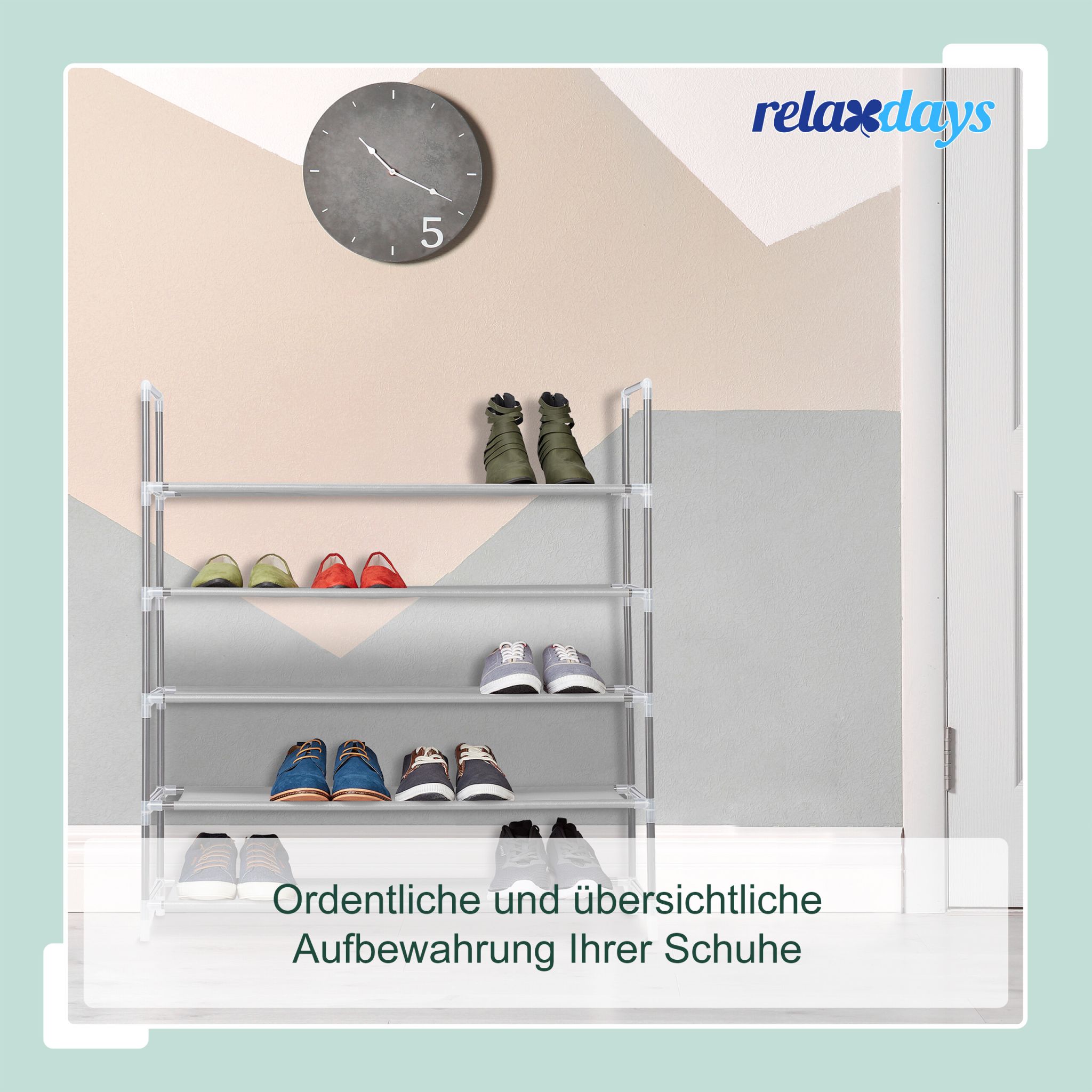 Schuhregal für 20 Paar Schuhe Schwarz-Grau von Relaxdays