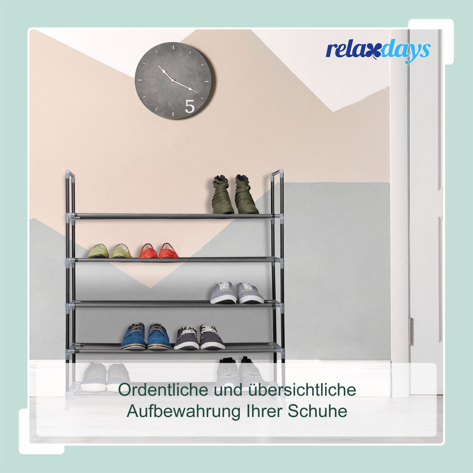 Schuhregal für 20 Paar Schuhe Schwarz von Relaxdays