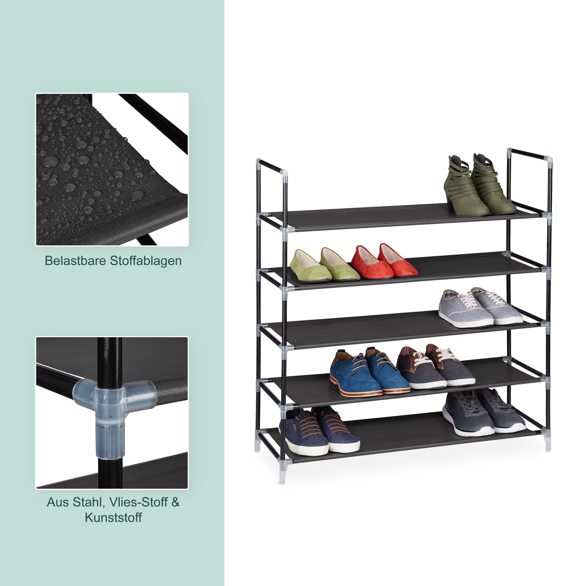 Schuhregal für 20 Paar Schuhe Schwarz von Relaxdays