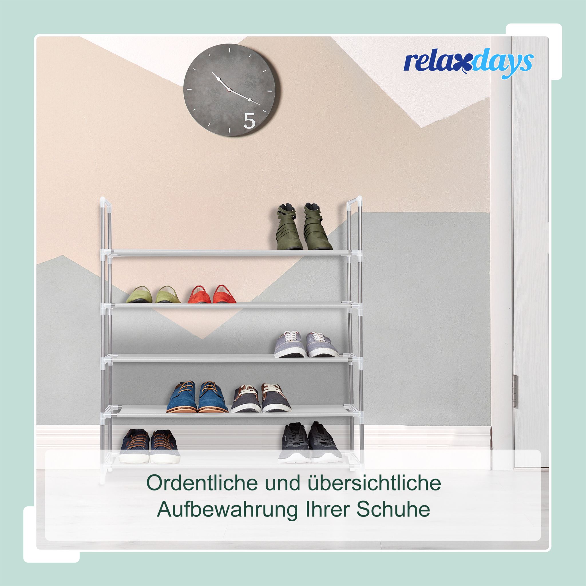 Schuhregal für 20 Paar Schuhe Weiss-Schwarz von Relaxdays