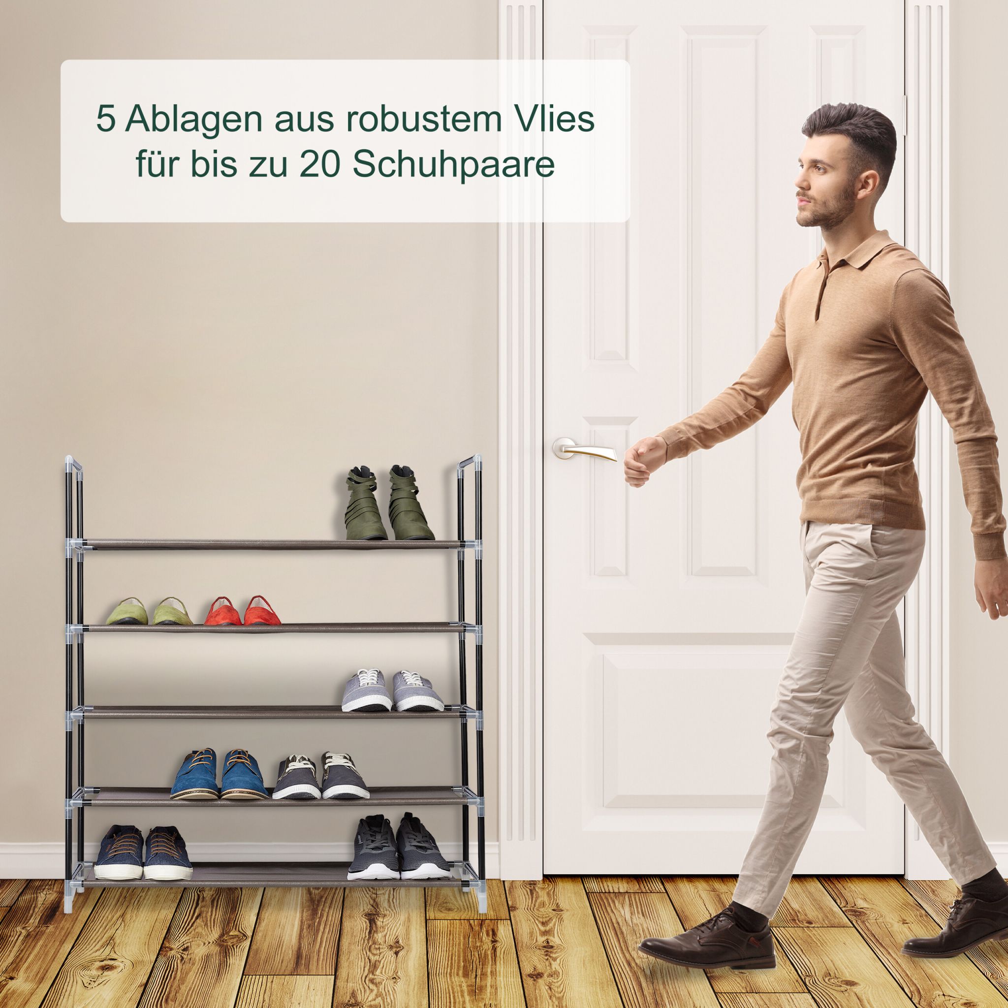 Schuhregal für 20 Paar Schuhe Weiss-Schwarz von Relaxdays