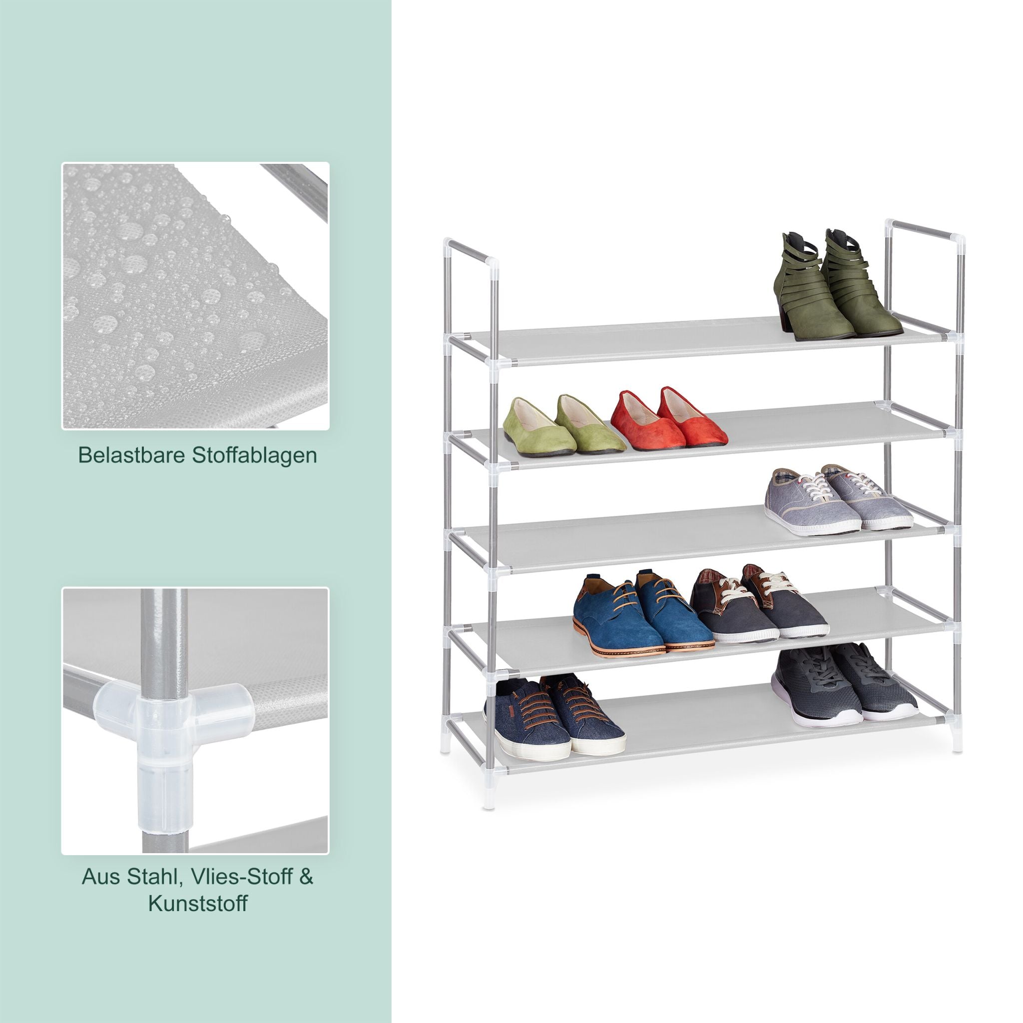 Schuhregal für 20 Paar Schuhe Weiss-Schwarz von Relaxdays
