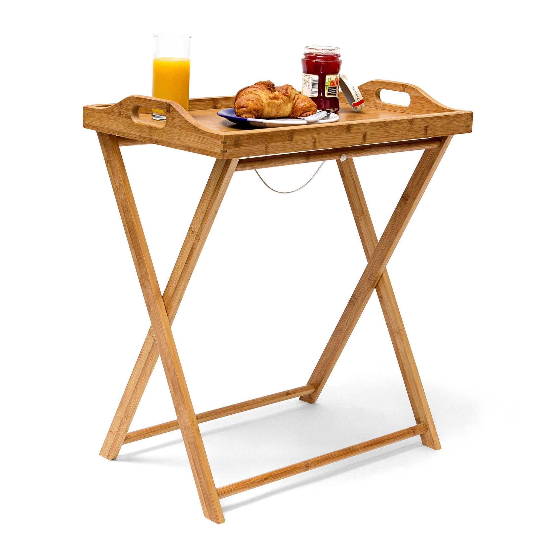 Tabletttisch Bambus 63,5cm natur Hellbraun von Relaxdays