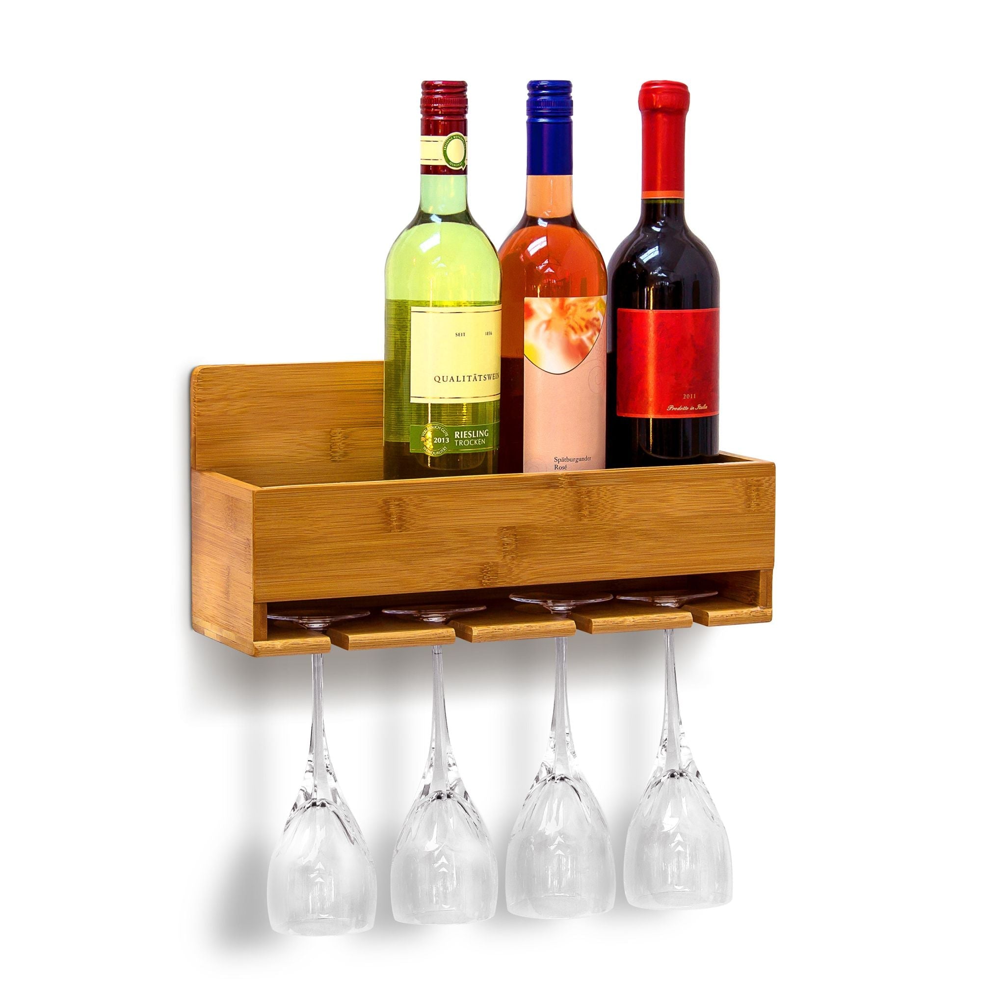 Weinregal mit Glashalter Hellbraun von Relaxdays