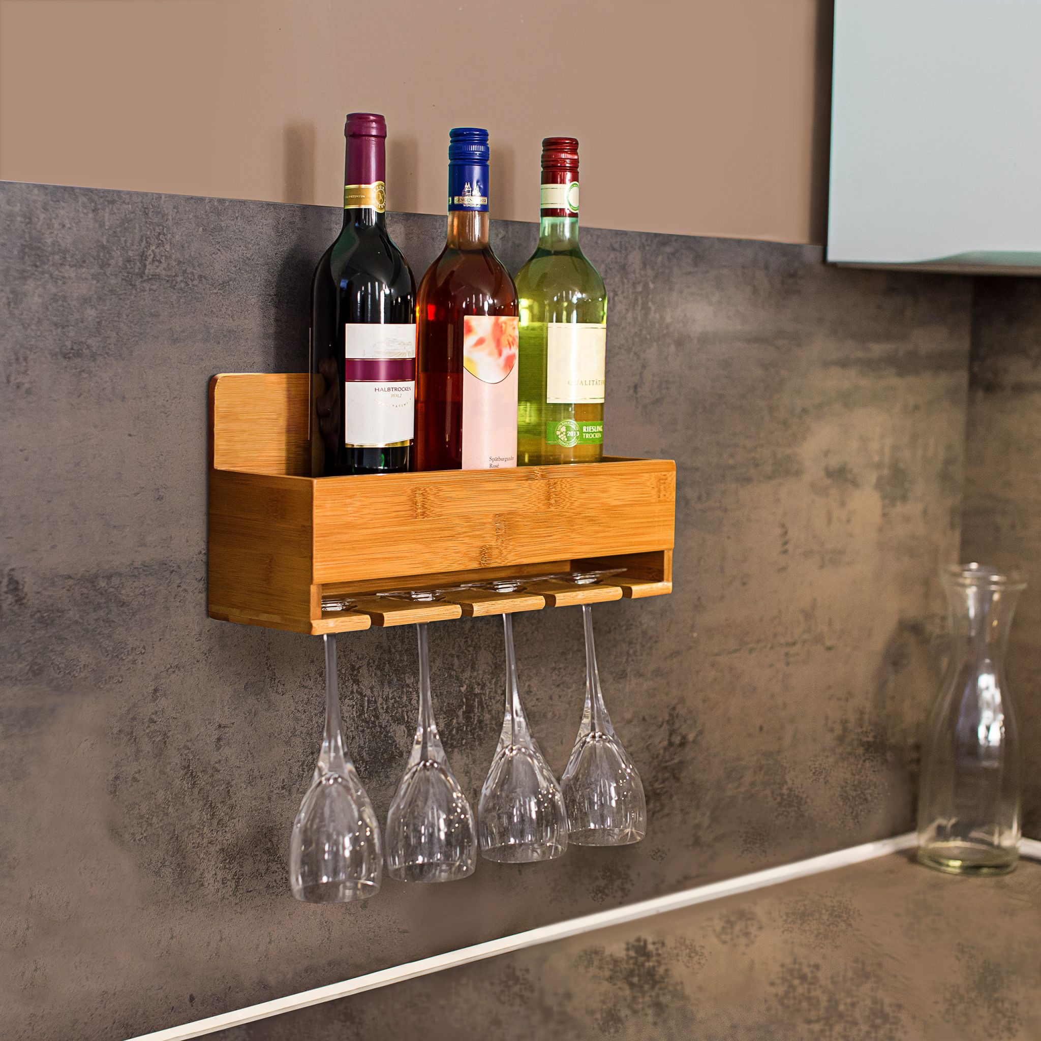 Weinregal mit Glashalter Hellbraun von Relaxdays