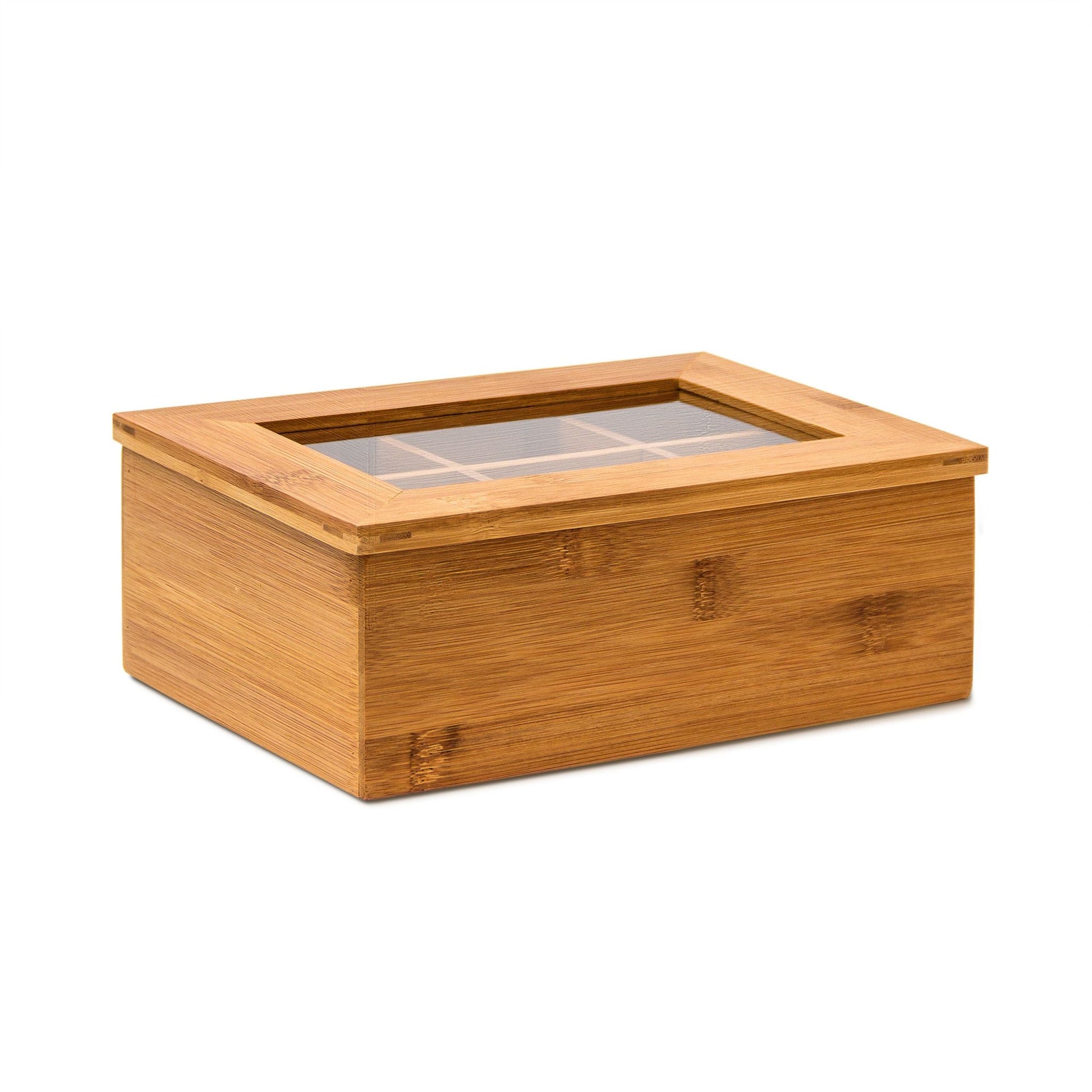 Teebox Bambus lackiert 6 und 8 Fächer Hellbraun von Relaxdays