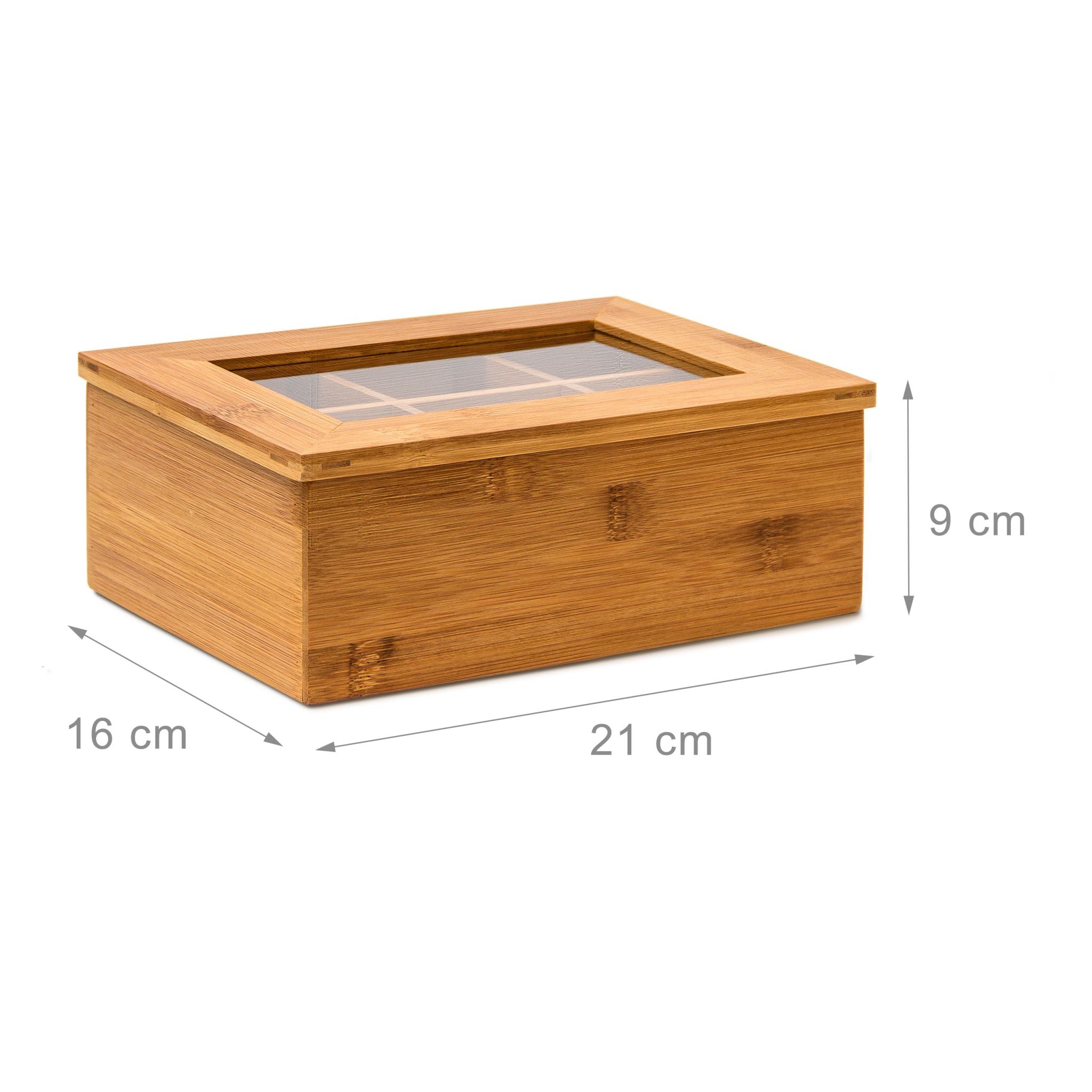 Teebox Bambus lackiert 6 und 8 Fächer Hellbraun von Relaxdays
