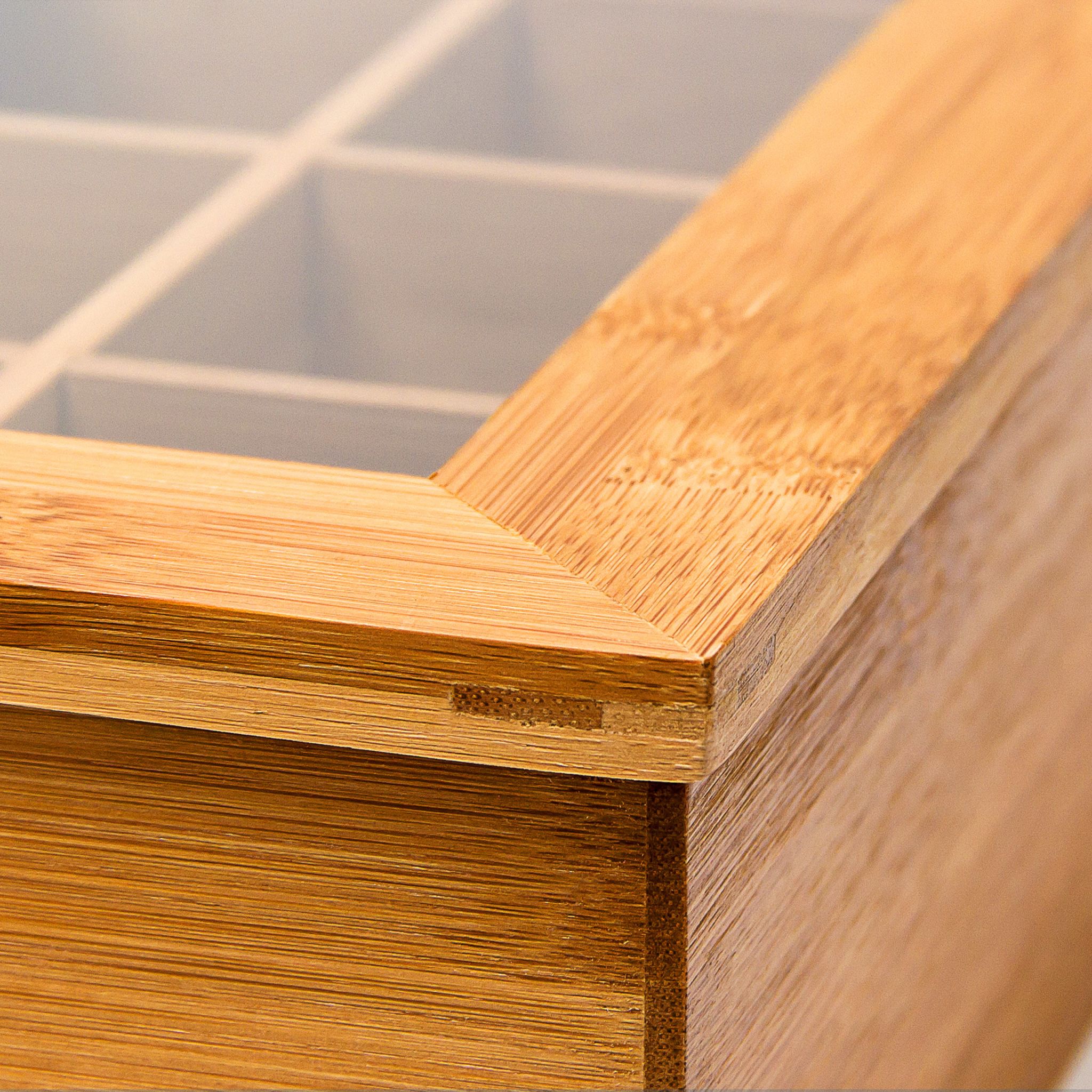 Teebox Bambus lackiert 6 und 8 Fächer Hellbraun von Relaxdays