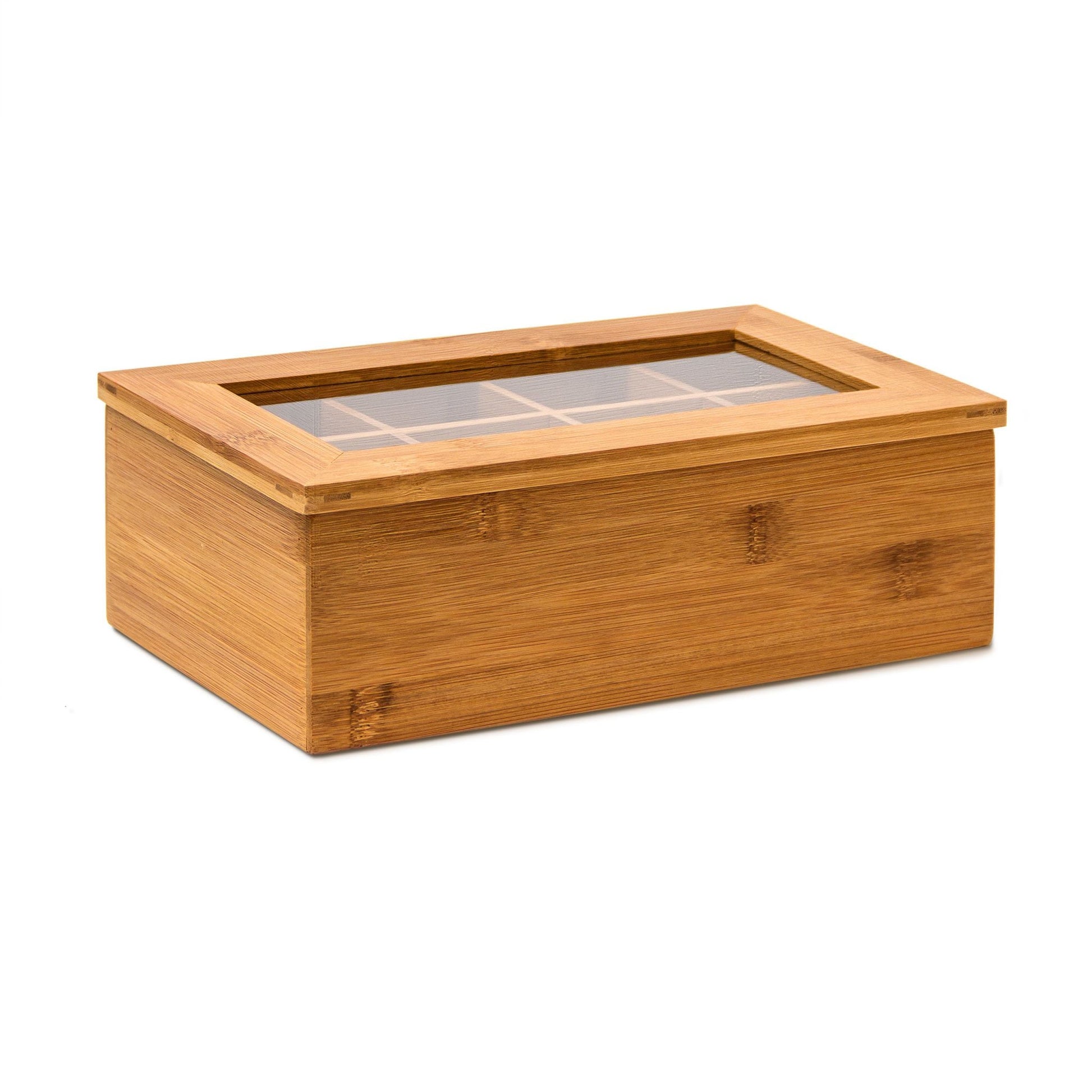 Teebox Bambus lackiert 6 und 8 Fächer Hellbraun von Relaxdays