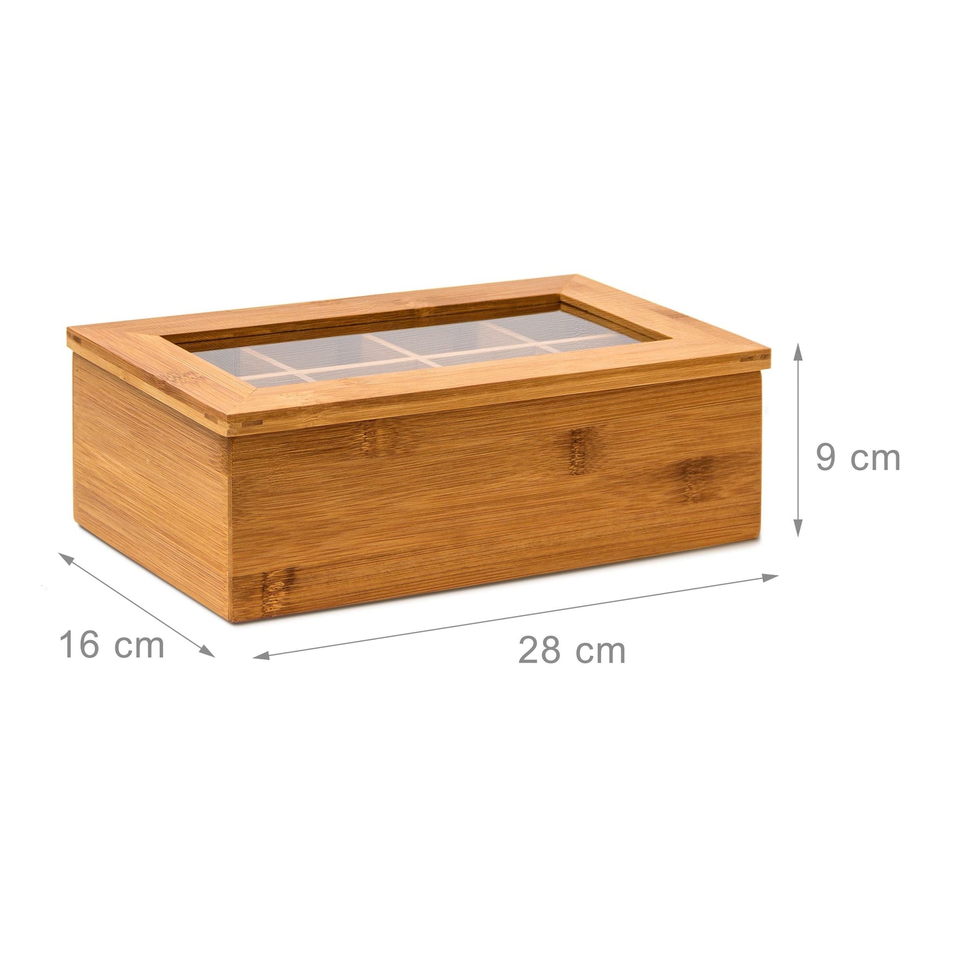 Teebox Bambus lackiert 6 und 8 Fächer Hellbraun von Relaxdays
